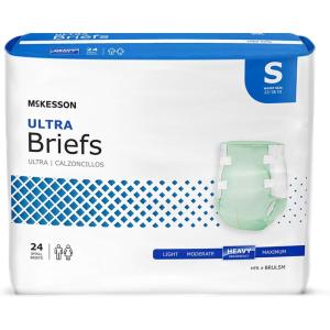 McKesson Ultra Briefs, [60 Count], XL, 58-64 in. Incontinence Adult Diapers with Tabs, Heavy Absorbency, Unisex, Disposable, Elastic Leg Gathers and Contoured Fit for Men and Women(Small)