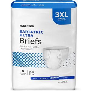 McKesson Ultra Briefs, [8 Count], 3XL, Up to 95 in. Incontinence Adult Diapers with Tabs, Heavy Absorbency, Unisex, Disposable, Elastic Leg Gathers and Contoured Fit for Men and Women(3X-Large (8 Count))