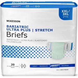McKesson Ultra Plus Stretch Briefs, [20 Count], XXL/3XL, 58-77 in. Incontinence Adult Diapers, Heavy Absorbency, Unisex, Disposable, Elastic Leg Gathers and Contoured Fit for Men and Women(2X/3X-Large (80 Count))