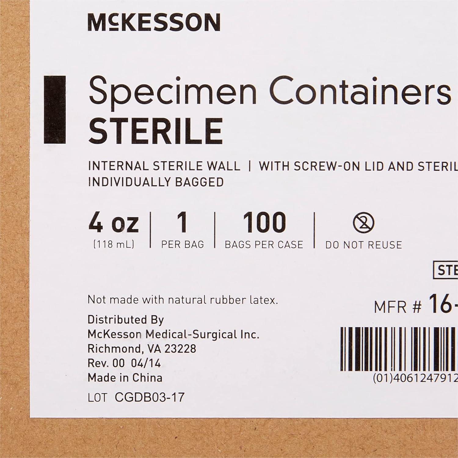 image:imageMcKesson 169526 General Purpose Specimen Container High Density Polyethylene ScrewOn 4 oz 120 Cc Sterile100