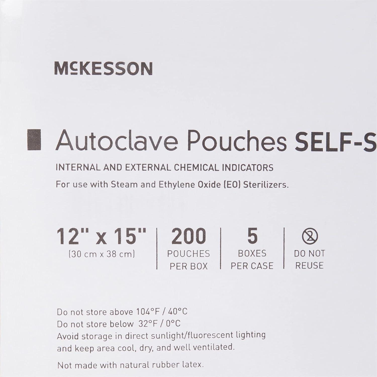image:imageMcKesson Autoclave Pouches SelfSealing Steam and Ethylene Oxide Sterilizers 7 12 in x 13 in 200 Count 1 Pack12 X 15 Inch 1000 ct