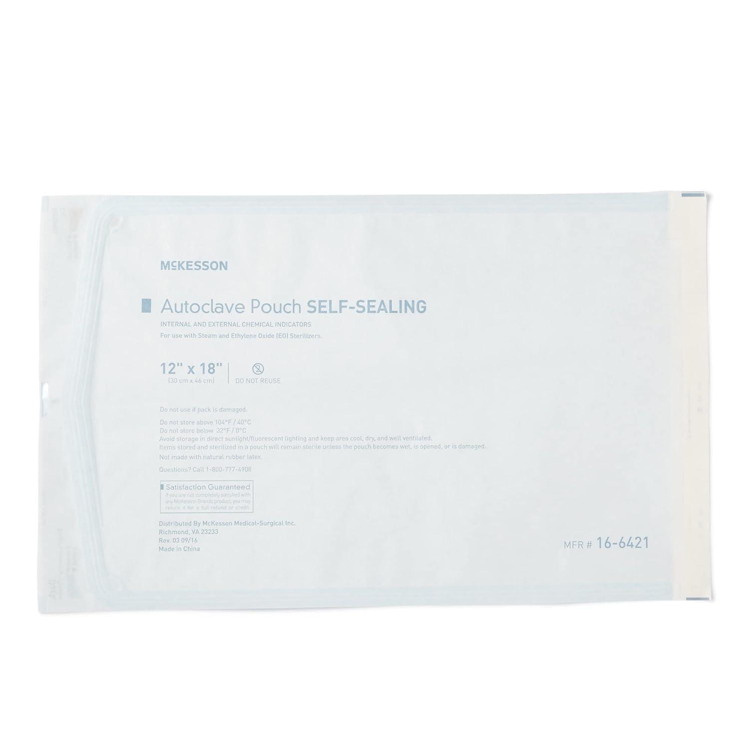 image:imageMcKesson Autoclave Pouches SelfSealing Steam and Ethylene Oxide Sterilizers 7 12 in x 13 in 200 Count 1 Pack12 X 18 Inch 1000 ct