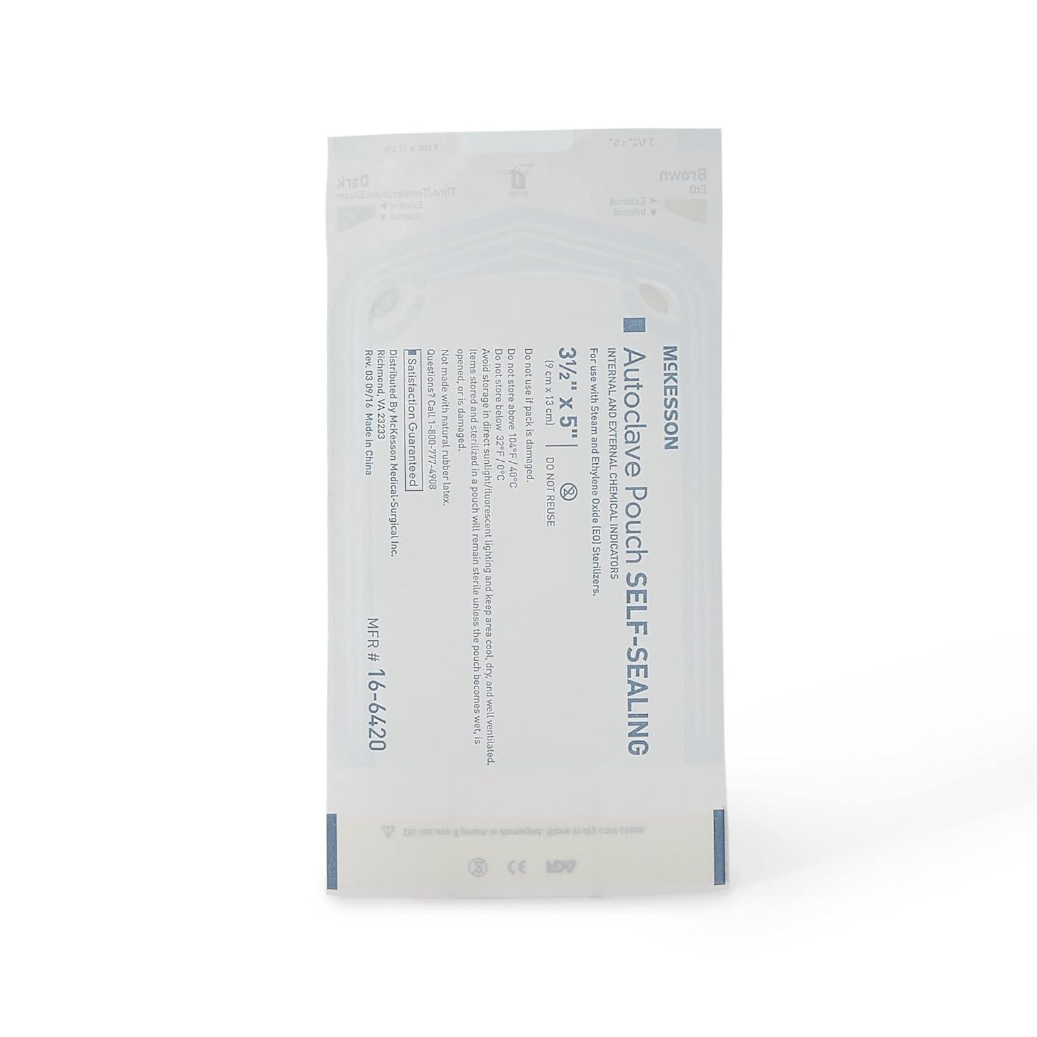image:imageMcKesson Autoclave Pouches SelfSealing Steam and Ethylene Oxide Sterilizers 7 12 in x 13 in 200 Count 1 Pack312 X 5 Inch 200 ct
