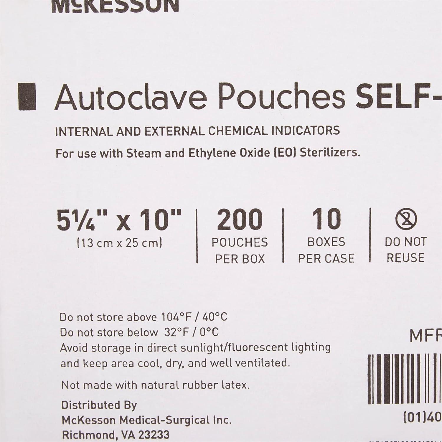 image:imageMcKesson Autoclave Pouches SelfSealing Steam and Ethylene Oxide Sterilizers 7 12 in x 13 in 200 Count 1 Pack514 X 10 Inch 2000 ct