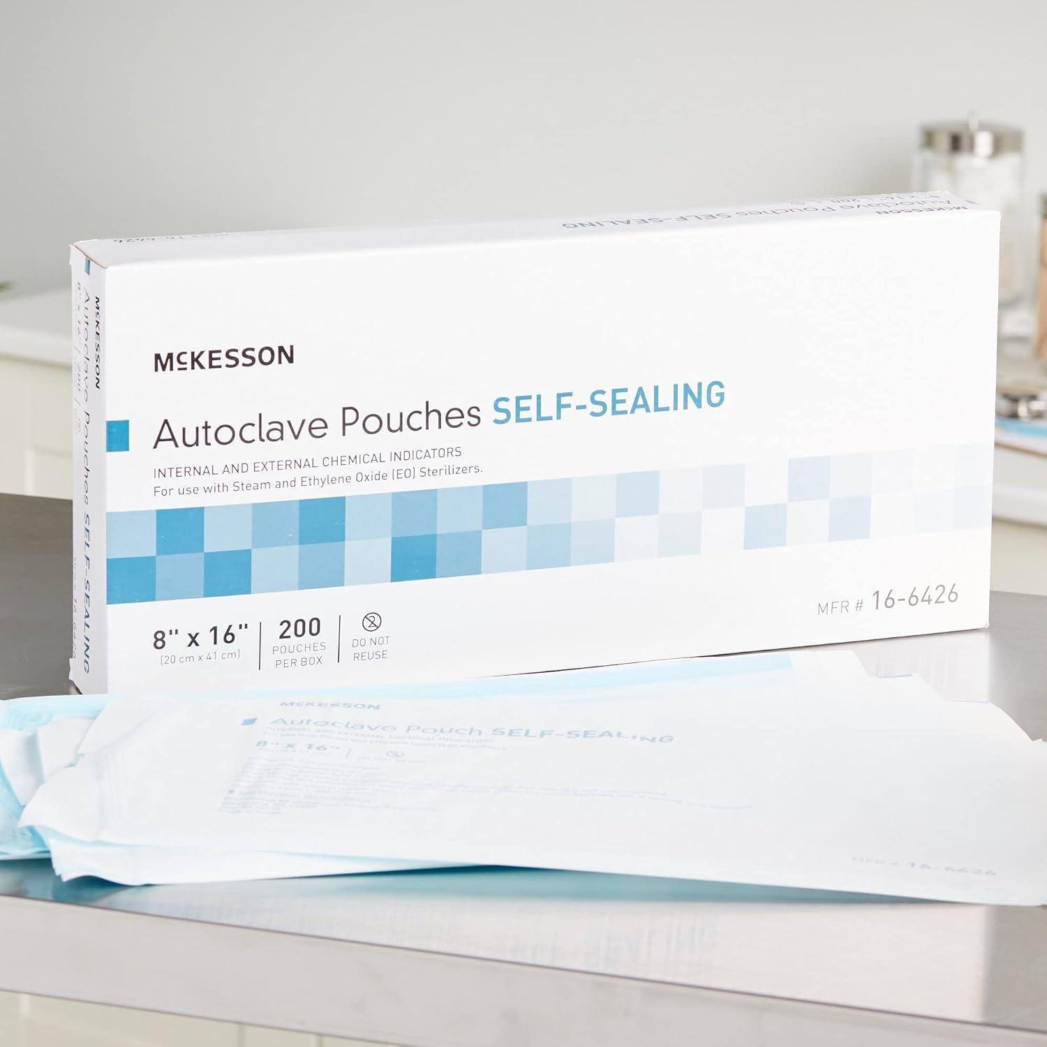 image:imageMcKesson Autoclave Pouches SelfSealing Steam and Ethylene Oxide Sterilizers 7 12 in x 13 in 200 Count 1 Pack8 X 16 Inch 200 ct