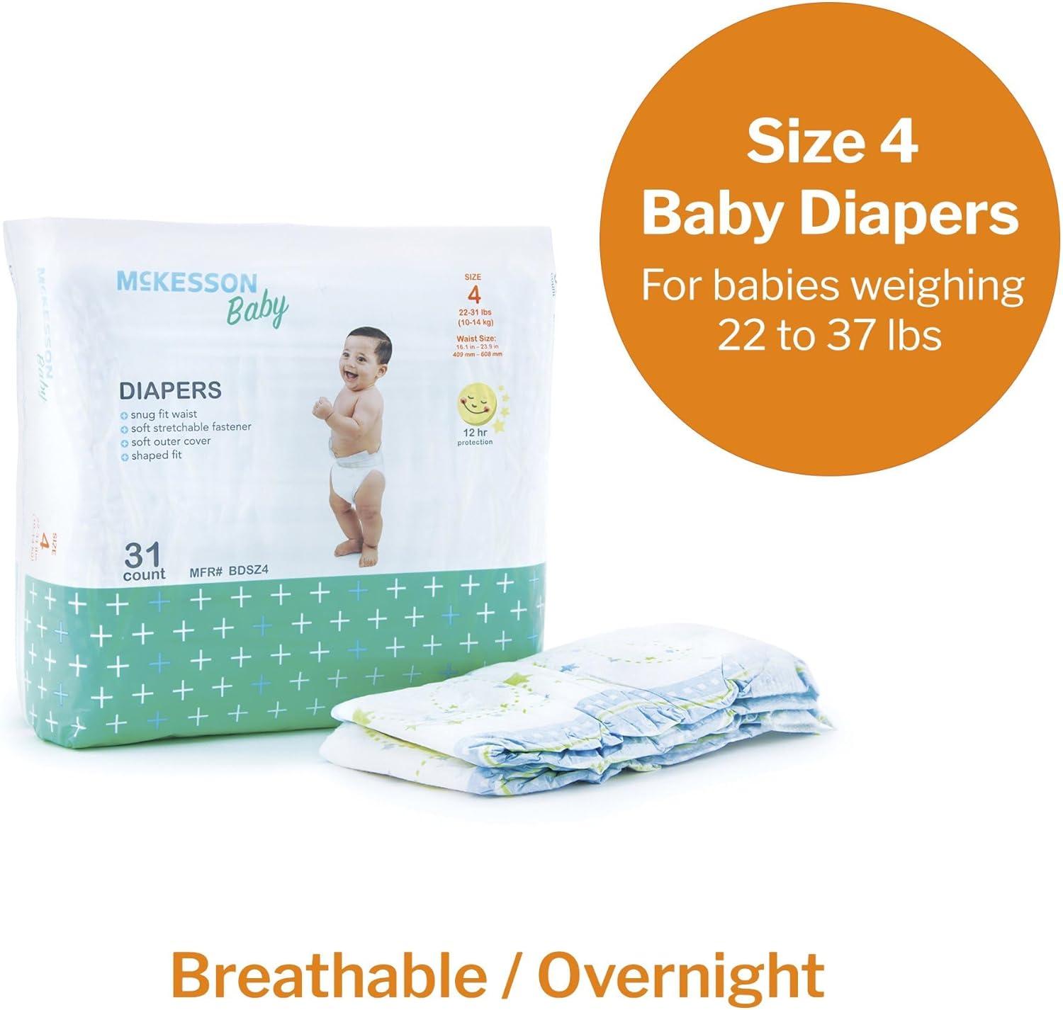 image:imageMcKesson Baby Diapers Size 4 22 lbs to 37 lbs 31 Count 1 Pack