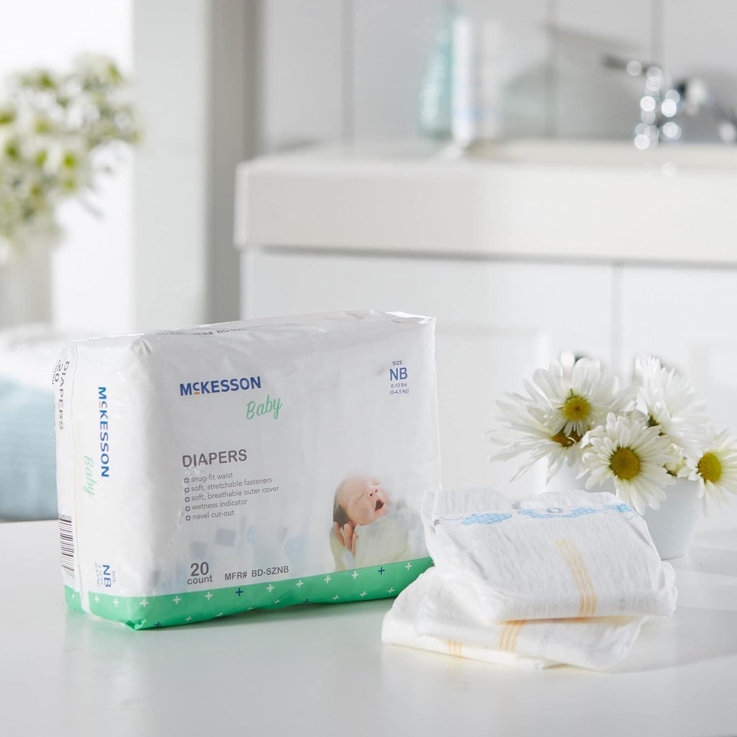 image:imageMcKesson Baby Diapers for Newborns Disposable Breathable Navel CutOut 0 to 10 lbs 20 Count 6 Packs 120 TotalNewborn