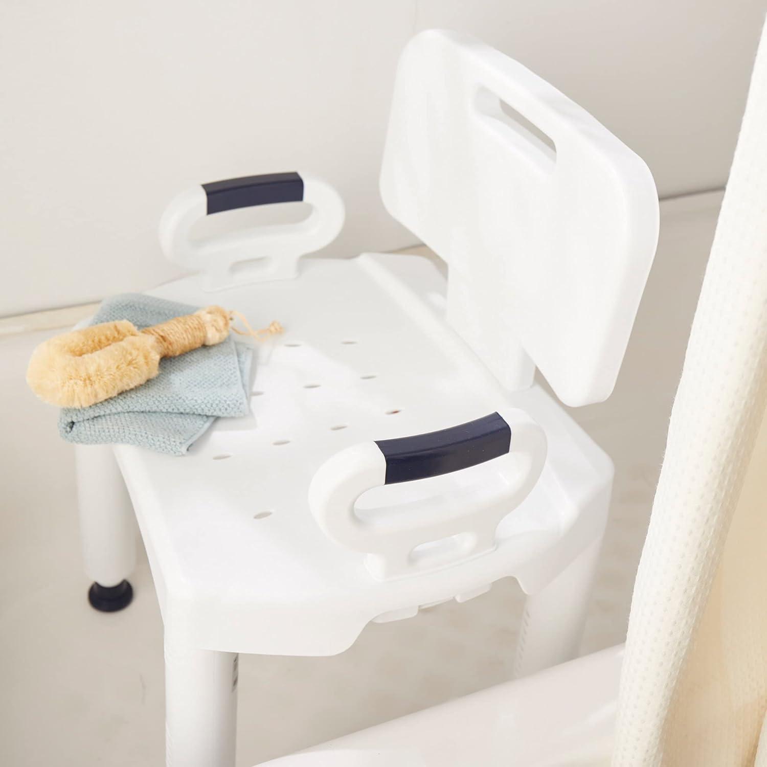 image:imageMcKesson Bath Bench with Removeable Back Plastic Frame Lightweight Adjustable 350 lbs Weight Capacity 1 Count1 Count Pack of 1
