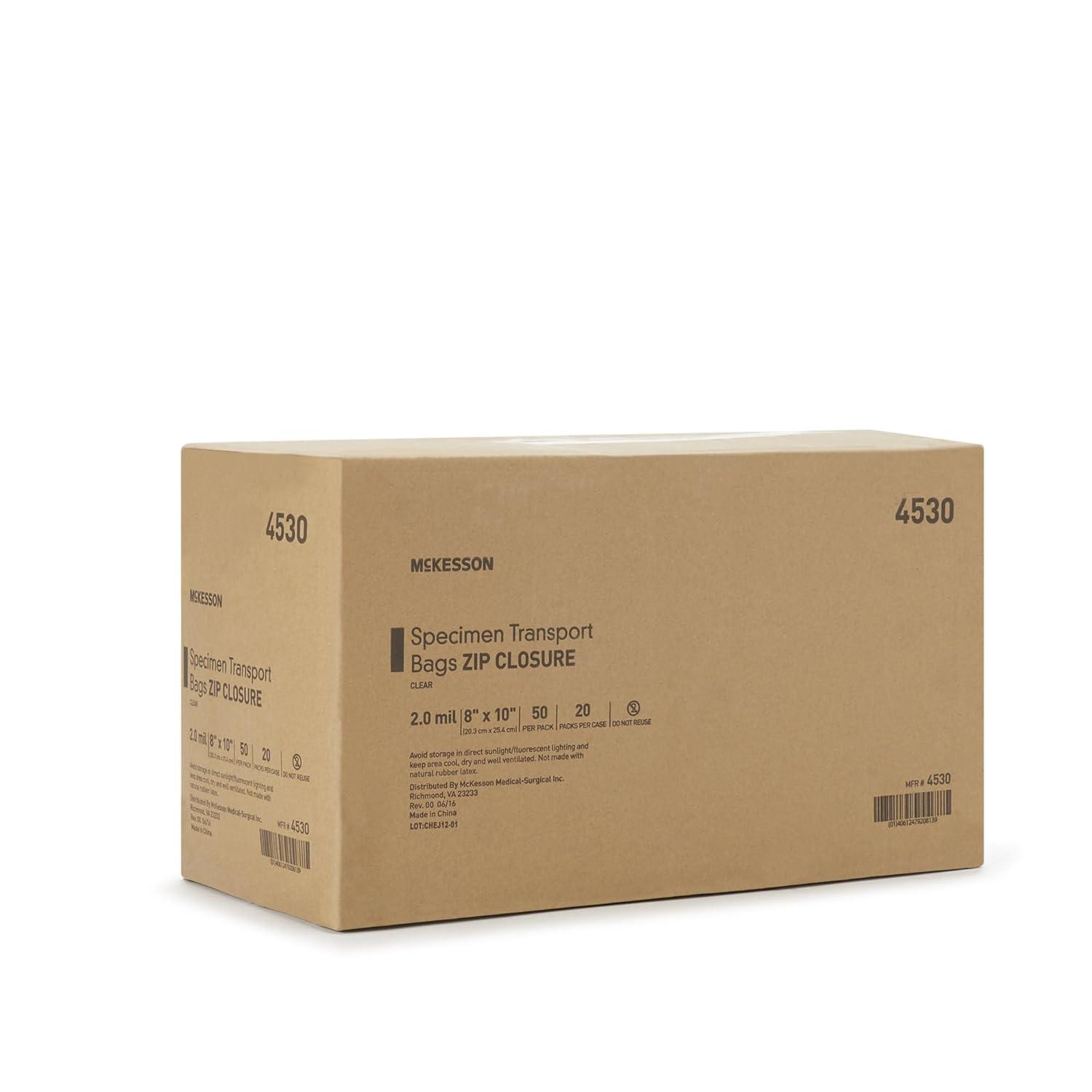 image:imageMcKesson Biohazard Specimen Transport Bags Zip Closure with Document Pouch Clear NonSterile No Rubber Latex 8 in x 10 in 1000 Count