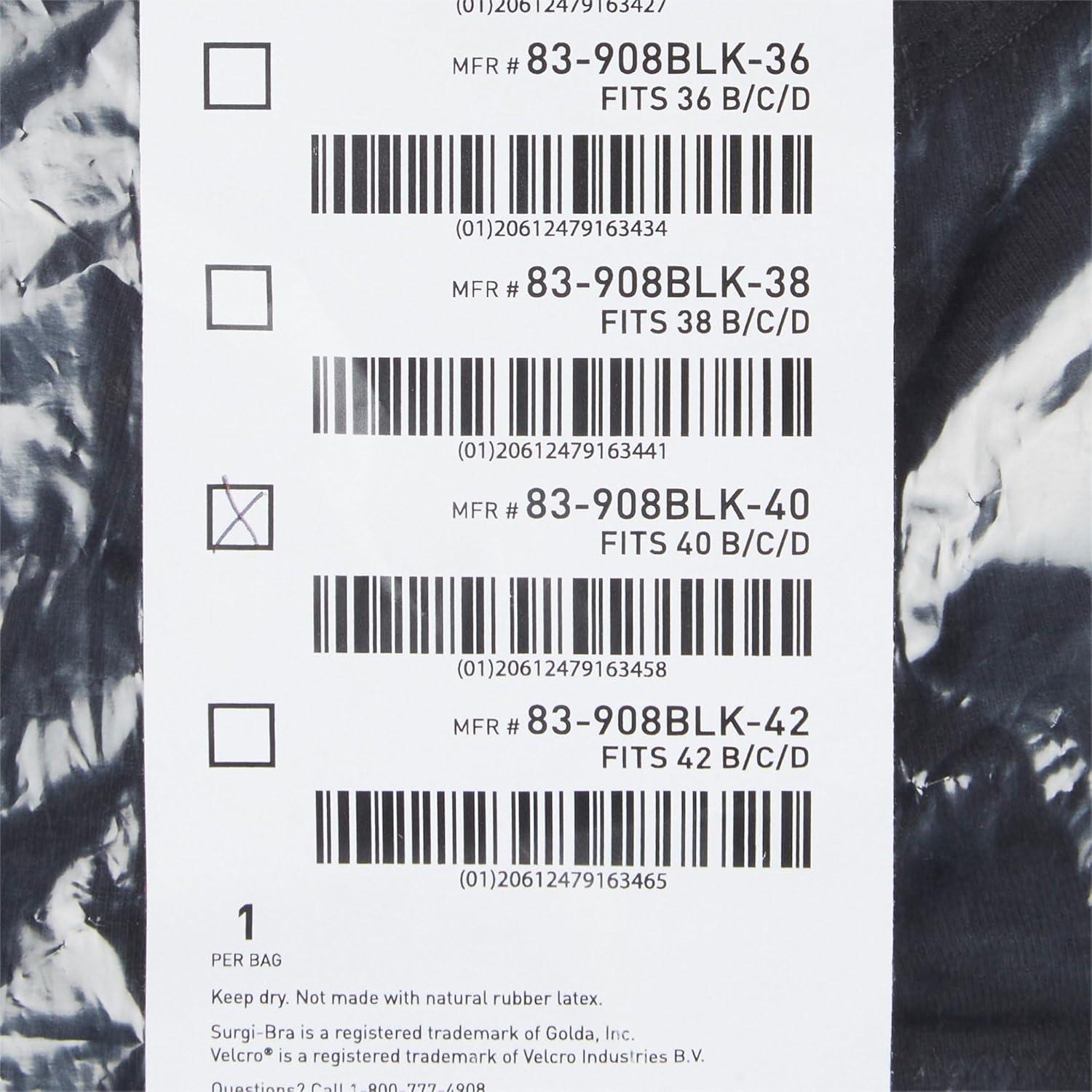image:imageMcKesson Black CottonSpandex SurgiBra PostSurgical Bra for FullCoverage Breast Support with Light Compression 40inch B C D Cups 1 Count