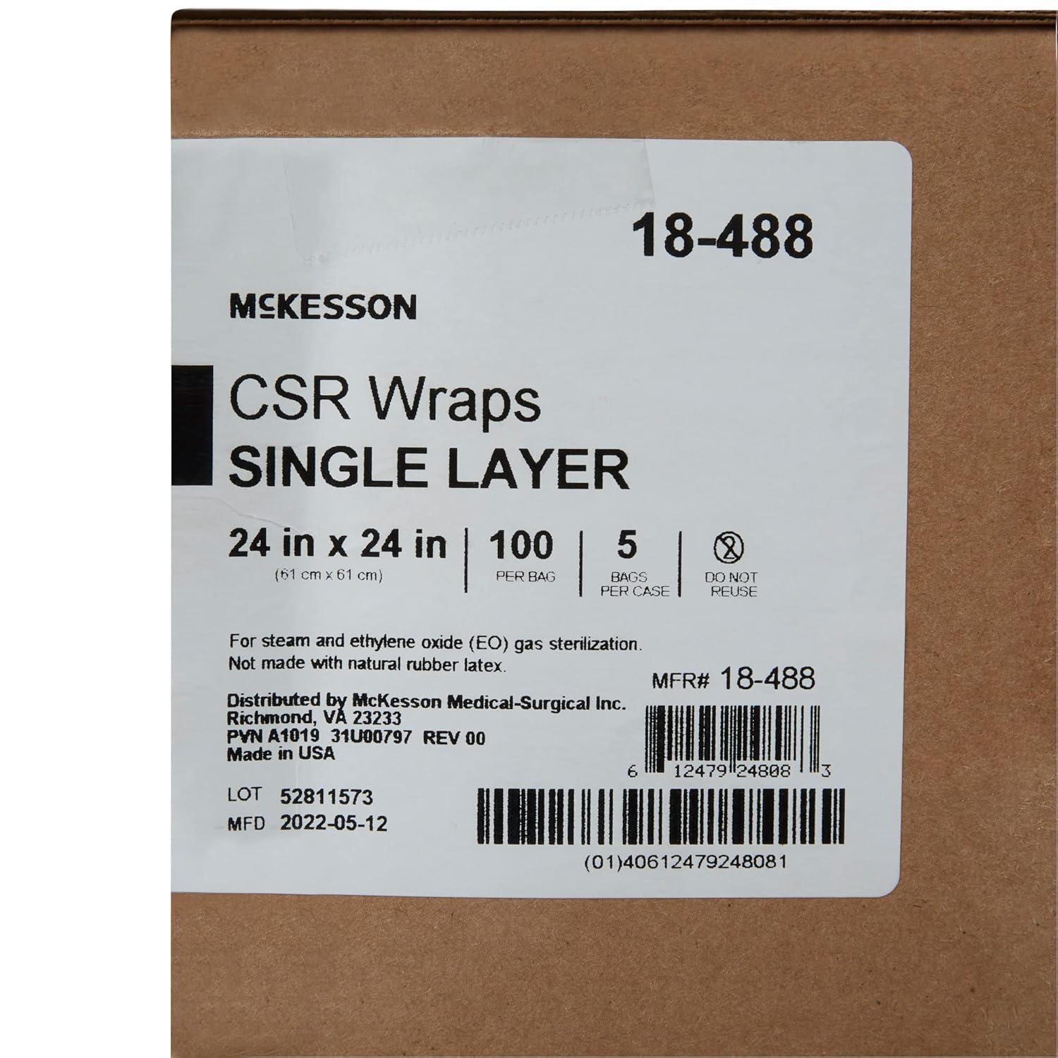 image:imageMcKesson CSR Sterilization Wrap for Medical Supplies Nail Technicians Tattoo Tools Air and Water Barrier Blue Cellulose 20 in x 20 in 100 Count 5 Packs 500 Total24 X 24 Inch 500 ct