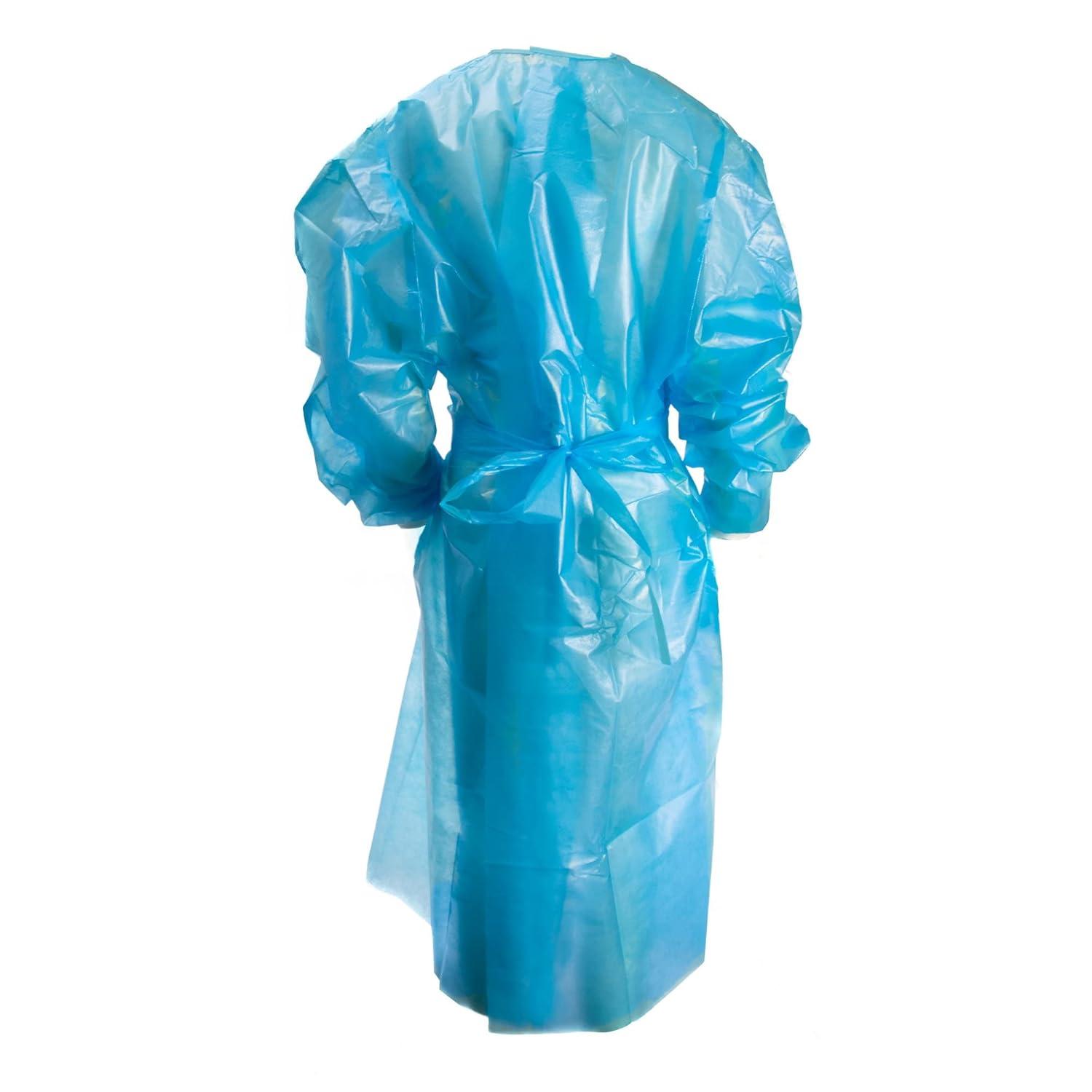 image:imageMcKesson Chemotherapy Procedure Gown Disposable FullBack Waist Tie AAMI Level 2 Unisex NonSterile Blue Size Large 44 in L 30 Count