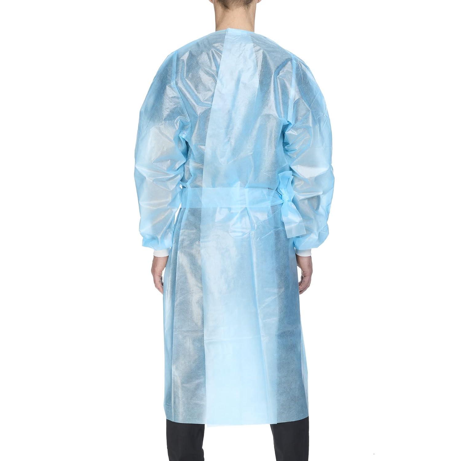 image:imageMcKesson Chemotherapy Procedure Gown Disposable FullBack Waist Tie AAMI Level 2 Unisex NonSterile Blue Size XL 51 in L 10 Count
