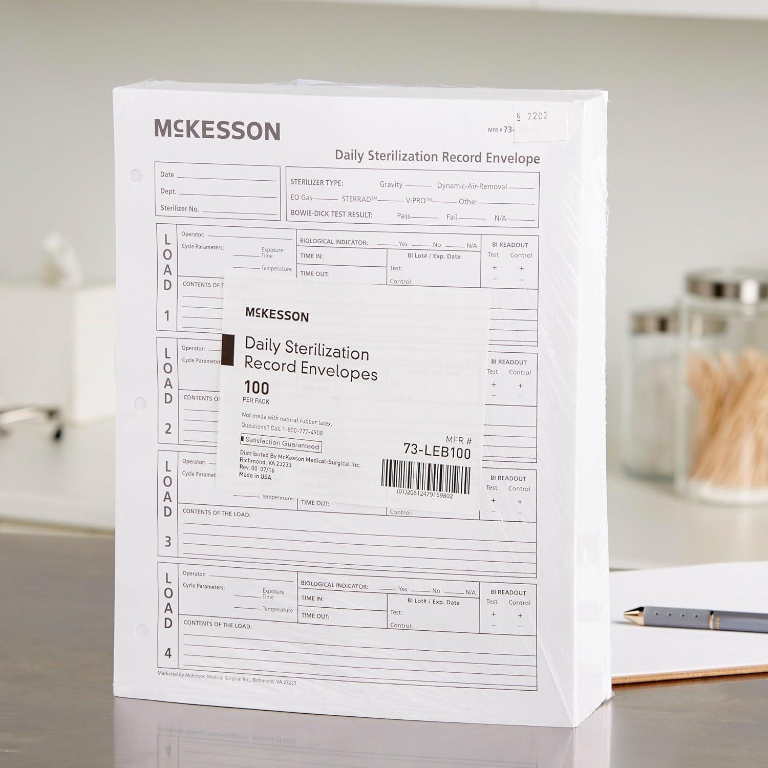 image:imageMcKesson Daily Sterilization Record Envelope for Each Cycle Laboratory Sterilization Process White 8 12 in x 11 in 100 Count 1 Pack