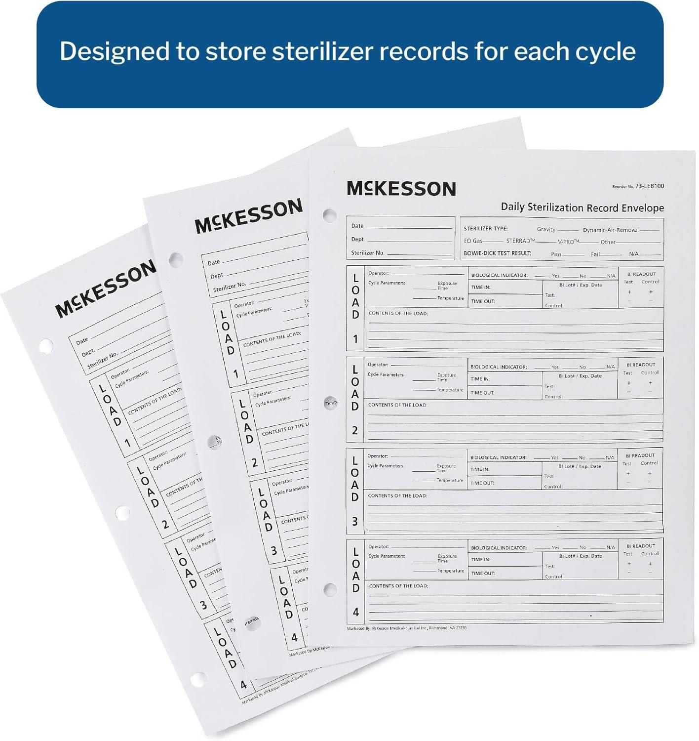 image:imageMcKesson Daily Sterilization Record Envelope for Each Cycle Laboratory Sterilization Process White 8 12 in x 11 in 100 Count 1 Pack