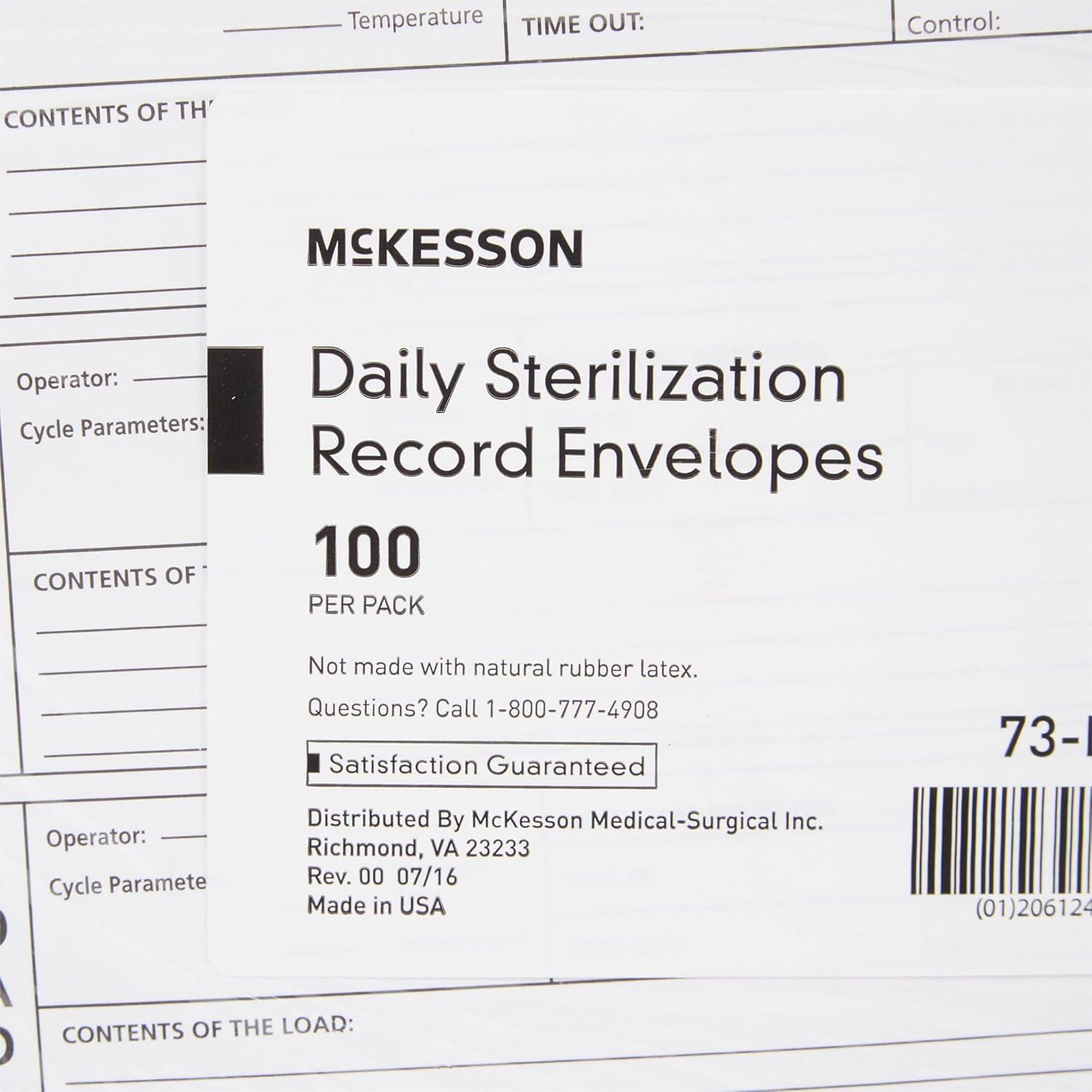 image:imageMcKesson Daily Sterilization Record Envelope for Each Cycle Laboratory Sterilization Process White 8 12 in x 11 in 100 Count 1 Pack