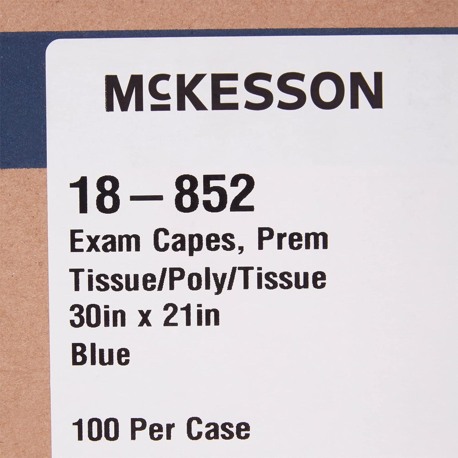 image:imageMcKesson Exam Capes for Adults Poly and Economy Tissue Front or Back Opening Unisex Blue One Size Fits Most 21 in x 30 in 100 Count