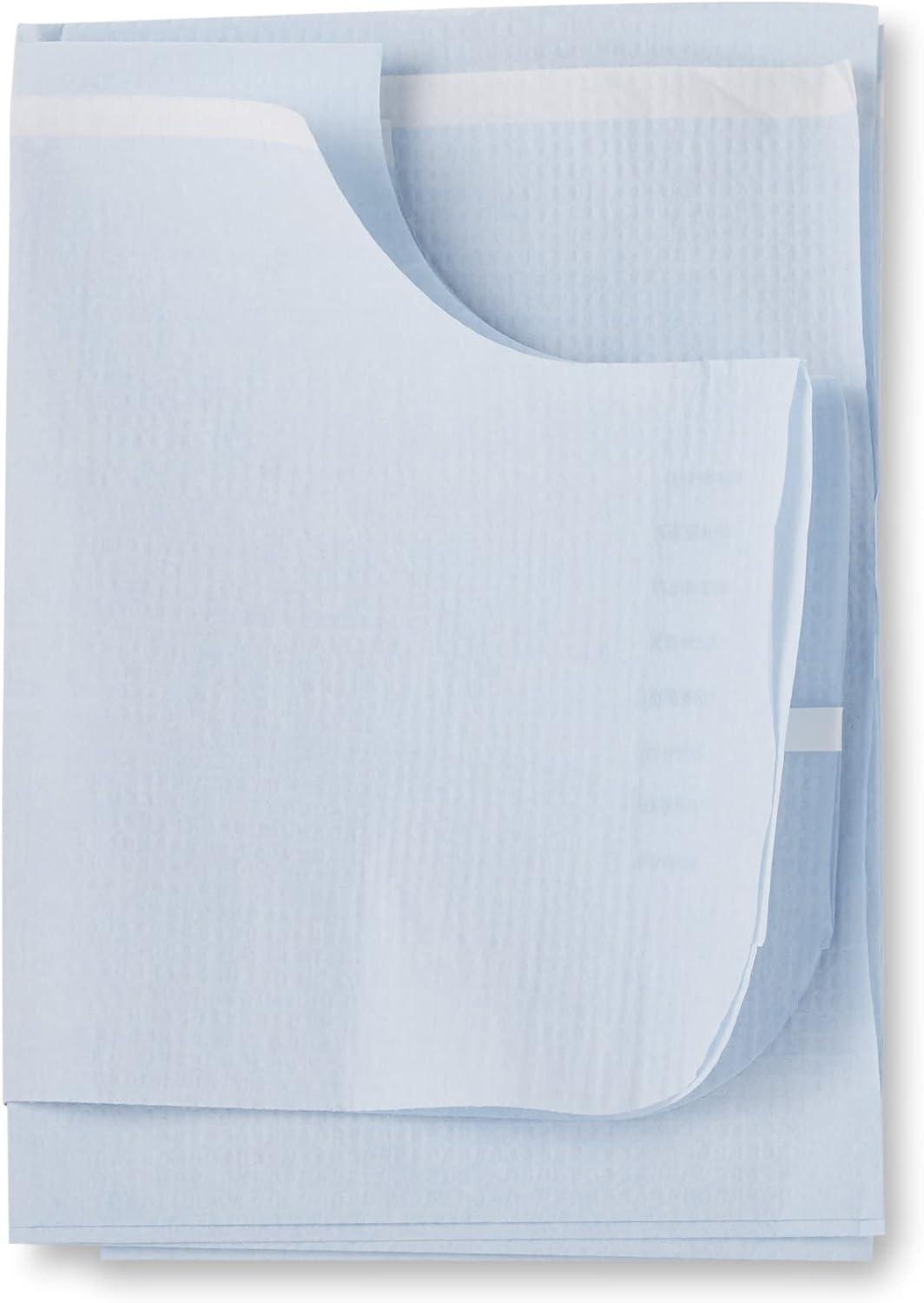 image:imageMcKesson Exam Gown Disposable Poly and Premium Tissue Front or Back Opening Short Sleeve Unisex Blue One Size Fits Most Adults 42 in x 30 in