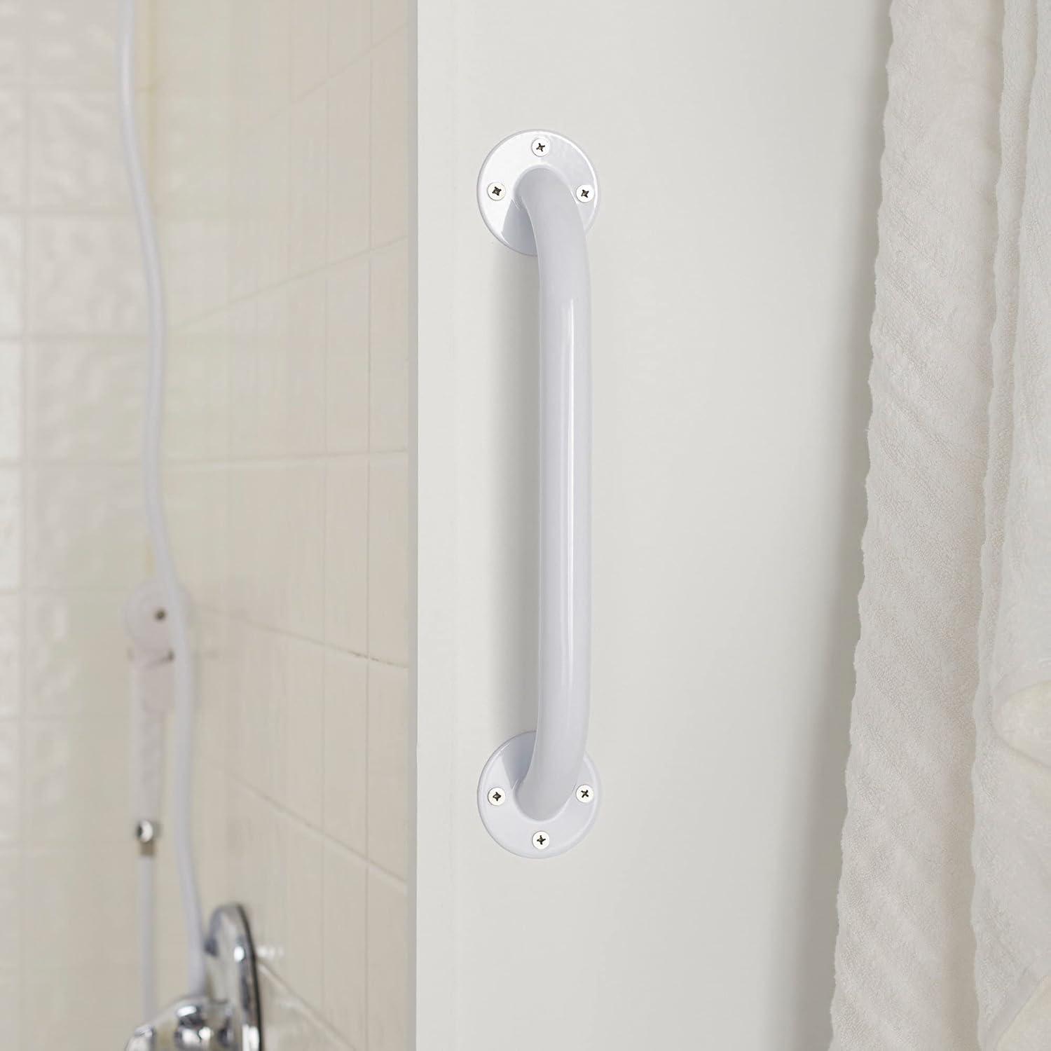 image:imageMcKesson Grab Bar Wall Mount Steel Bathroom Shower Aid White Power Coated 18 in 1 Count12 Inch Length 3 ct