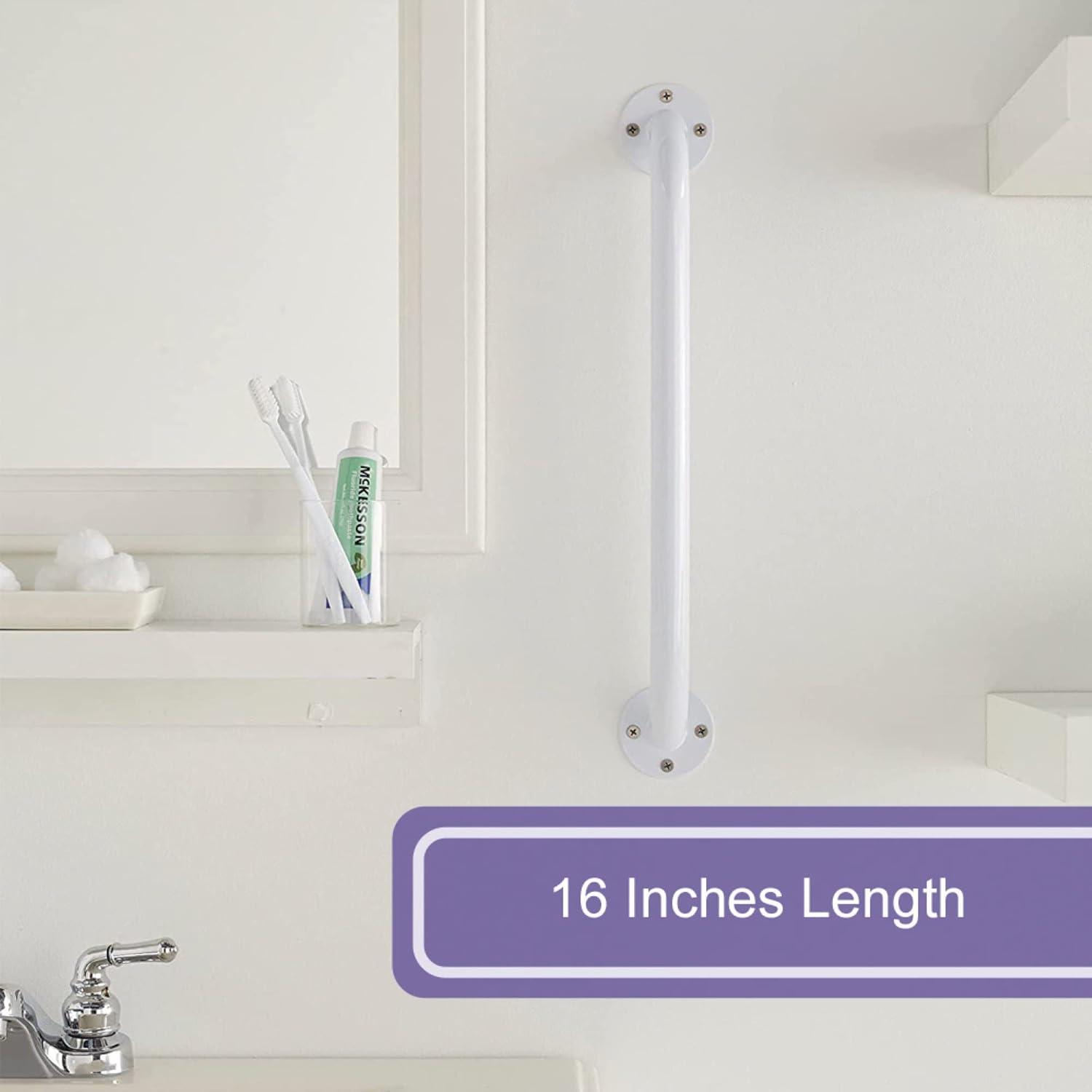 image:imageMcKesson Grab Bar Wall Mount Steel Bathroom Shower Aid White Power Coated 18 in 1 Count16 Inch Length 1 ct