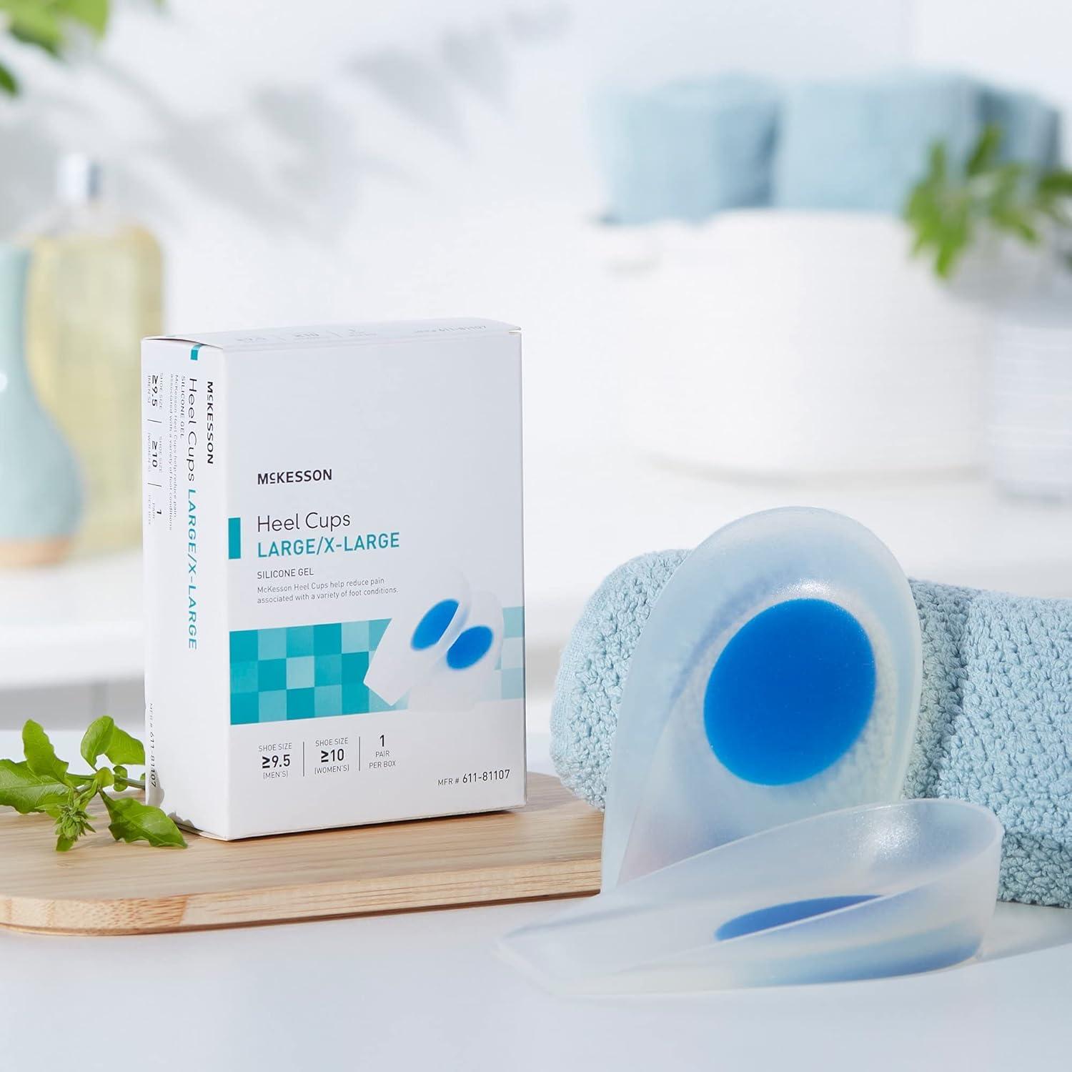 image:imageMcKesson Heel Cups Silicone Gel UShaped Supportive Blue and Transparent LargeXL 1 Count