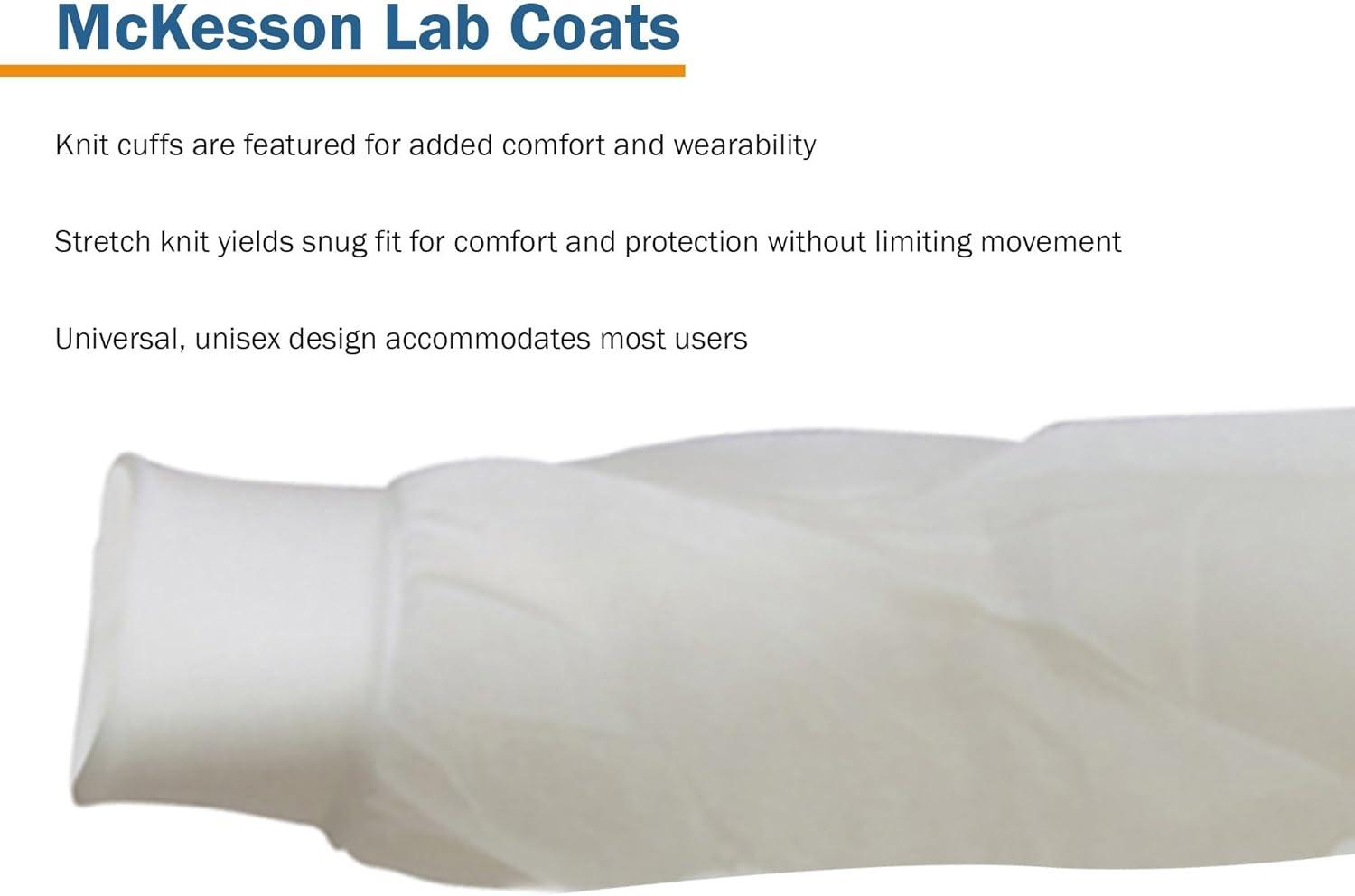 image:imageMcKesson Lab Coat for Men or Women Long Sleeve KneeLength Disposable Medical Coat MoistureResistant SnapFront Closure LargeXL 10 Count