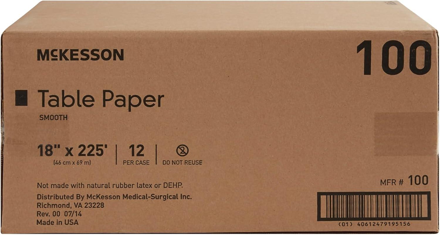 image:imageMcKesson Medical Exam Table Paper Rolls 12 Rolls 18 in x 225 ft White Standard Smooth Disposable Bed Cover for Doctor Spa Diaper Changing Waxing Nursing Chiropractor Patternmaking Tracing18 in x 225 ft Crepe