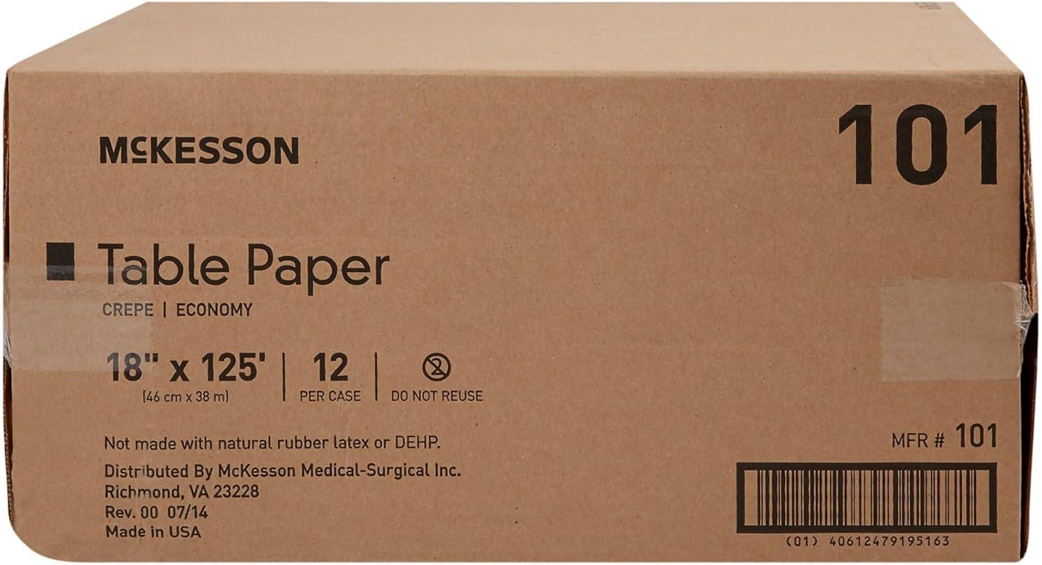 image:imageMcKesson Medical Exam Table Paper Rolls 12 Rolls 18 in x 225 ft White Standard Smooth Disposable Bed Cover for Doctor Spa Diaper Changing Waxing Nursing Chiropractor Patternmaking Tracing18 in x 125 ft Crepe