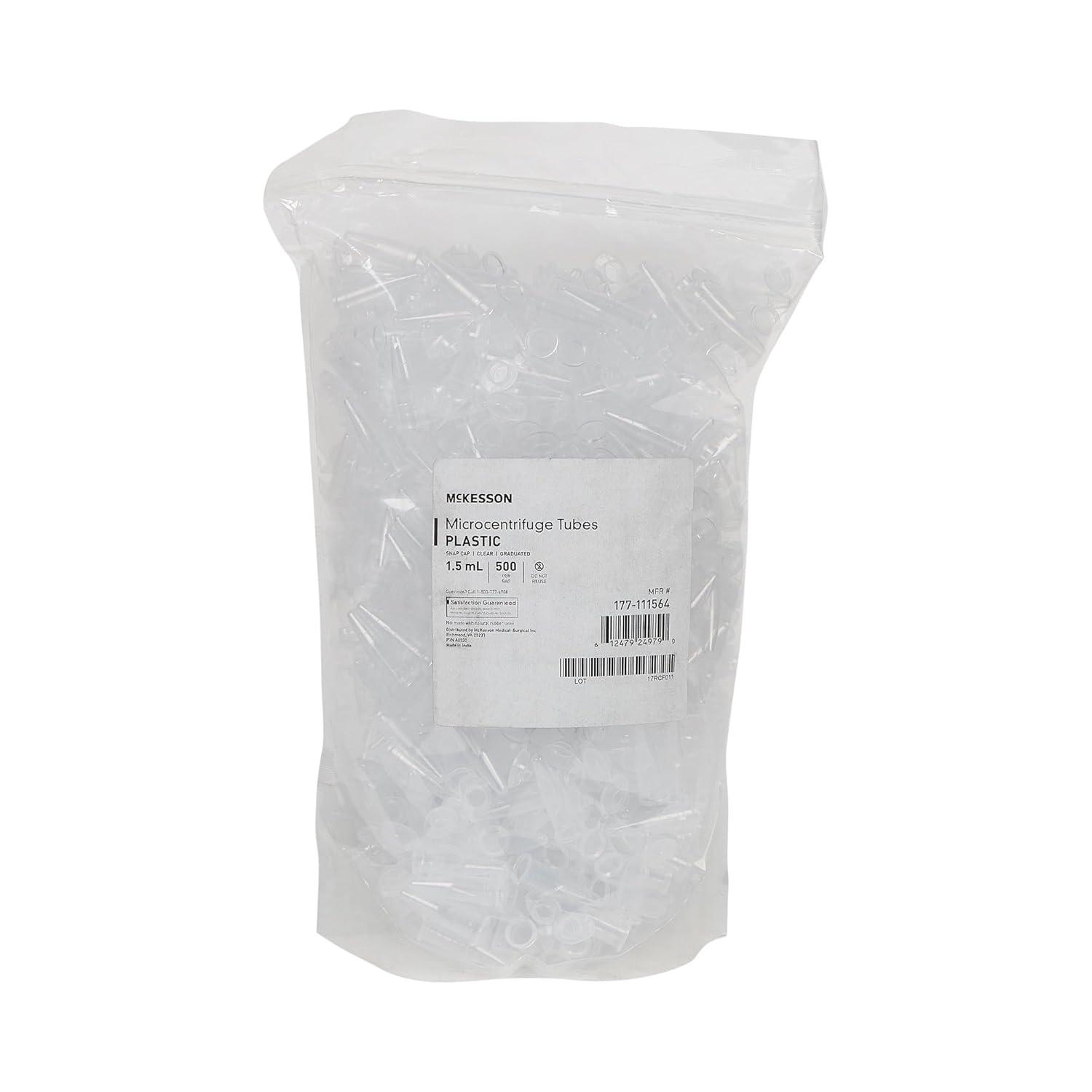 image:imageMcKesson Microcentrifuge Tubes with Snap Cap Clear Graduated and Certified DNaseRNaseFree 15 mL 500 Count