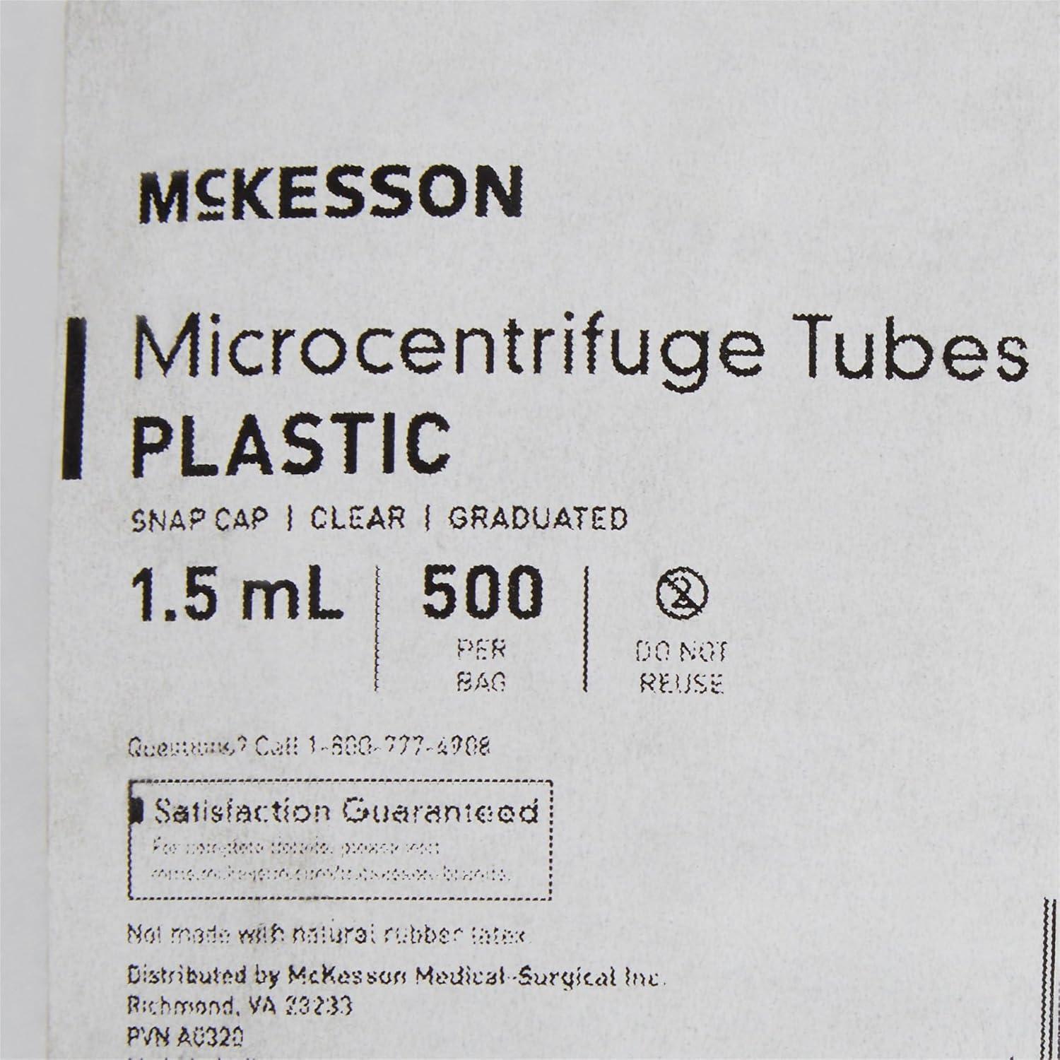 image:imageMcKesson Microcentrifuge Tubes with Snap Cap Clear Graduated and Certified DNaseRNaseFree 15 mL 500 Count
