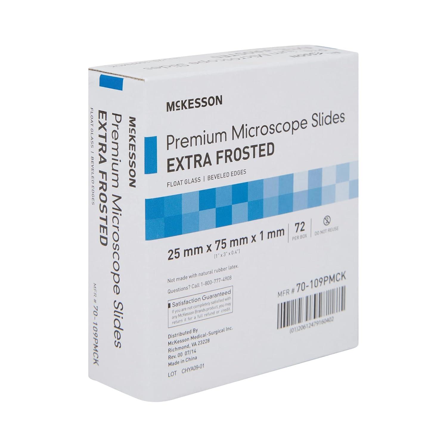 image:imageMcKesson Microscope Slides ExtraFrosted Glass Grounded Edges 25 mm x 75 mm x 1 mm 72 Count72