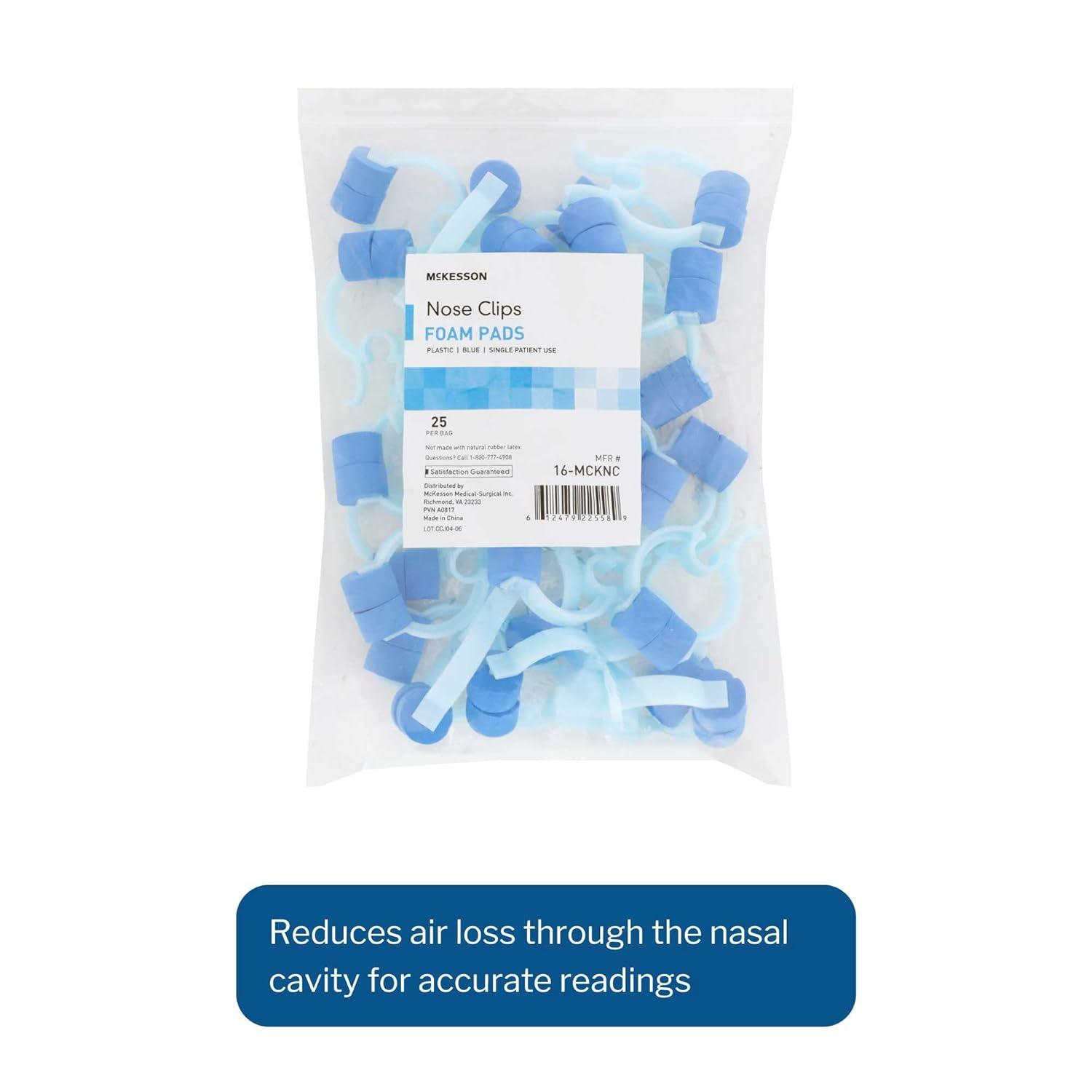 image:imageMcKesson Nose Clips Disposable Plastic and Rubber Blue for Spirometry Testing Comfortable Fit for All Sizes 25 Count 8 Packs 200 Total200