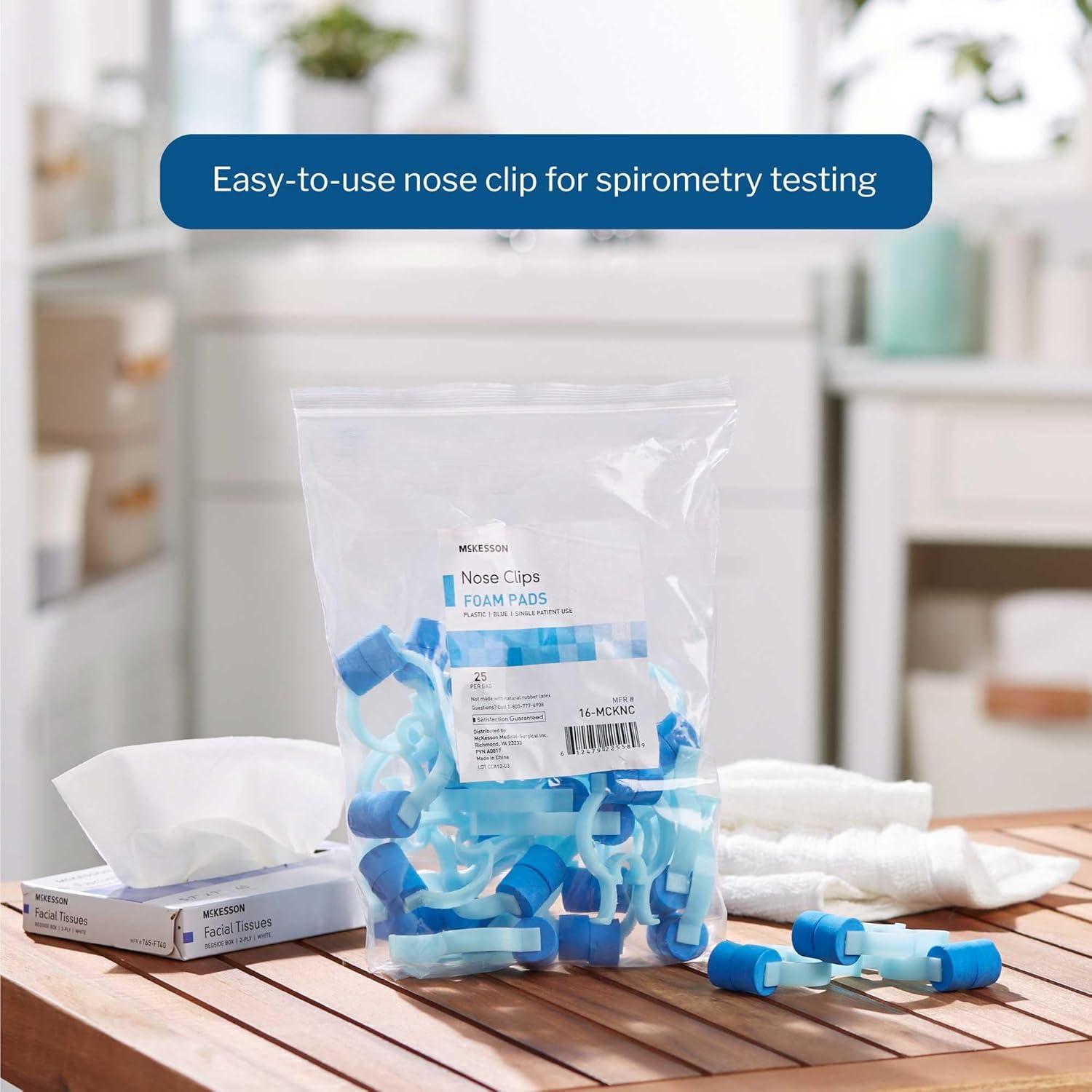 image:imageMcKesson Nose Clips Disposable Plastic and Rubber Blue for Spirometry Testing Comfortable Fit for All Sizes 25 Count 8 Packs 200 Total200
