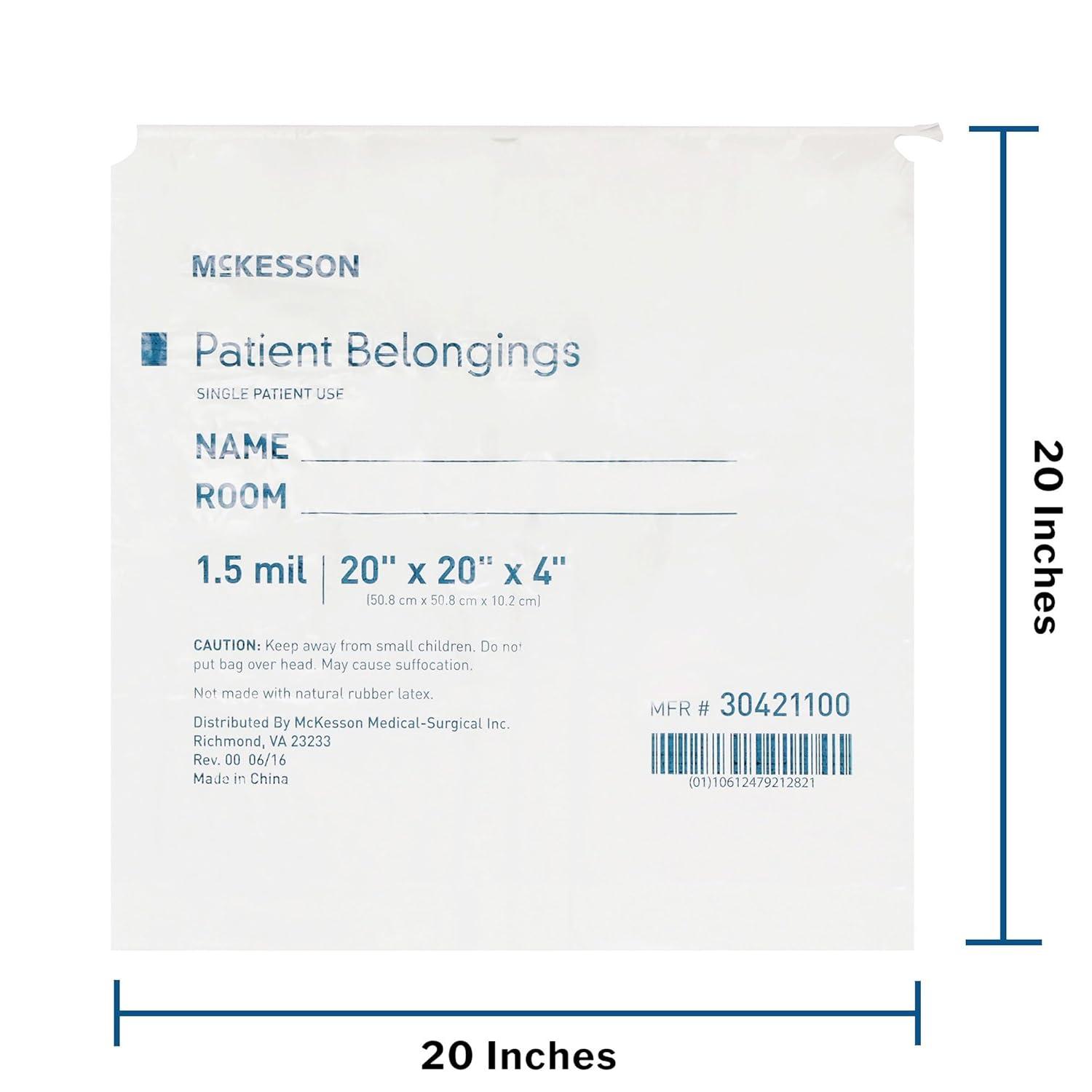 image:imageMcKesson Patient Belongings Bag with Drawstring Closure White 4 in x 20 in x 20 in 250 Count