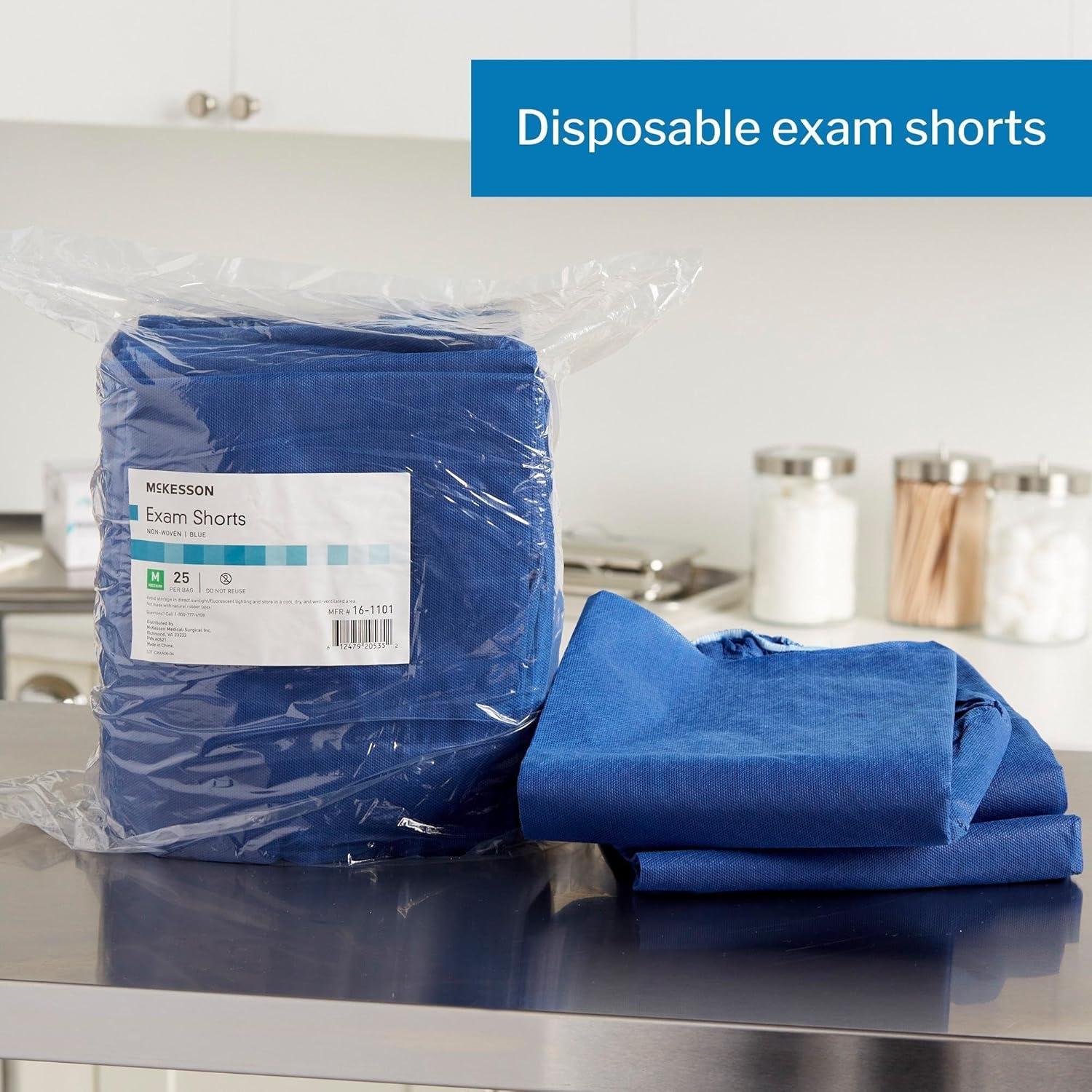 image:imageMcKesson Patient Exam Shorts Disposable NonWoven Material Elastic Waist Blue Fits 28 in to 34 in Waist Size Medium 25 Count