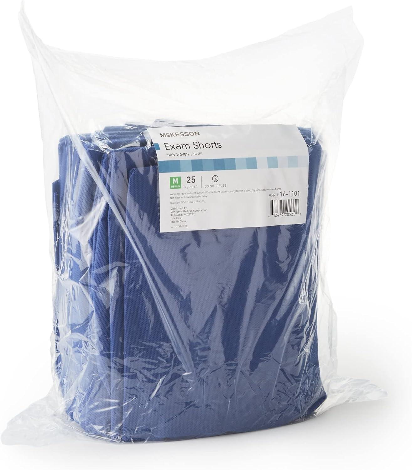 image:imageMcKesson Patient Exam Shorts Disposable NonWoven Material Elastic Waist Blue Fits 28 in to 34 in Waist Size Medium 25 Count