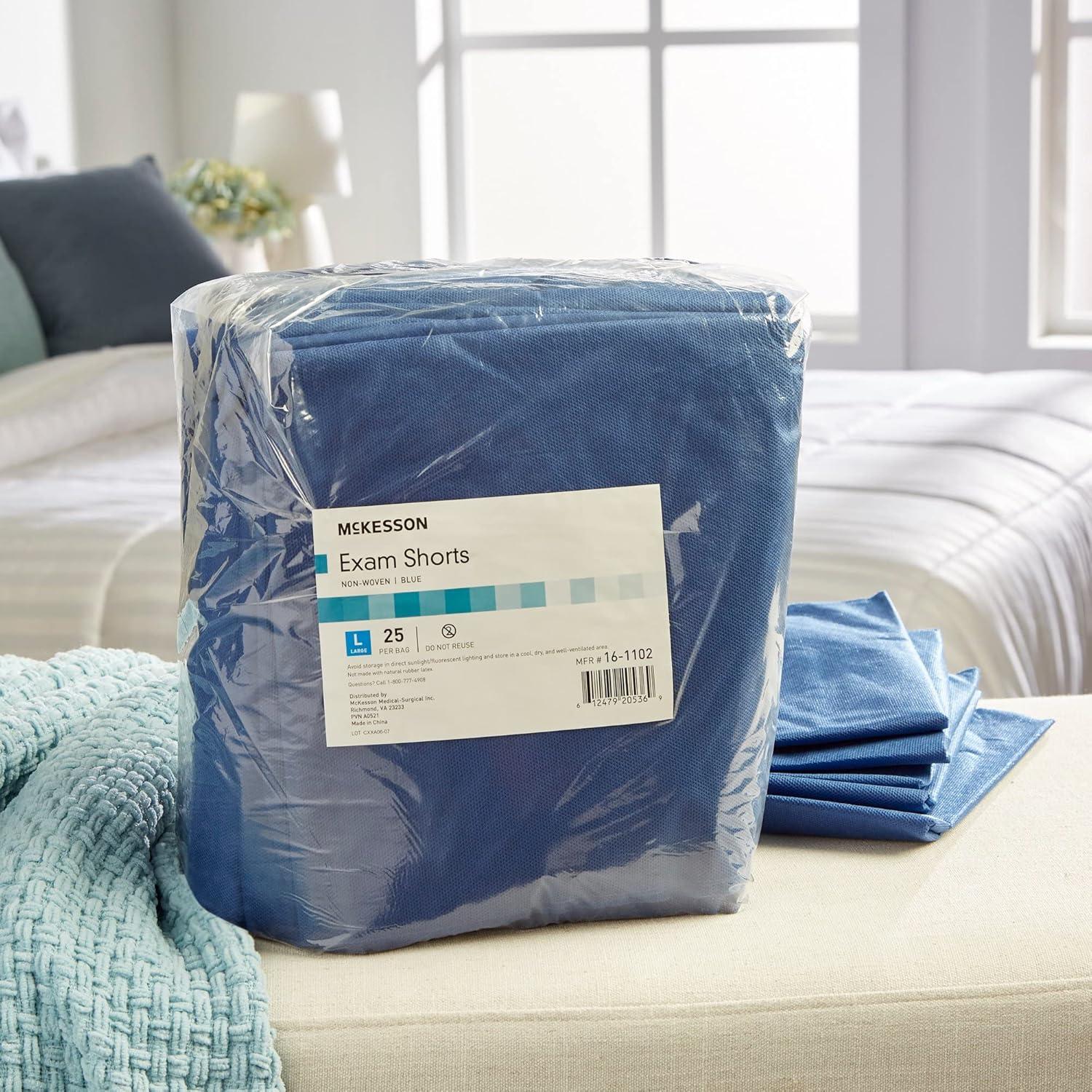 image:imageMcKesson Patient Exam Shorts Disposable NonWoven Material Elastic Waist Blue Fits 32 in to 40 in Waist Size Large 100 Count
