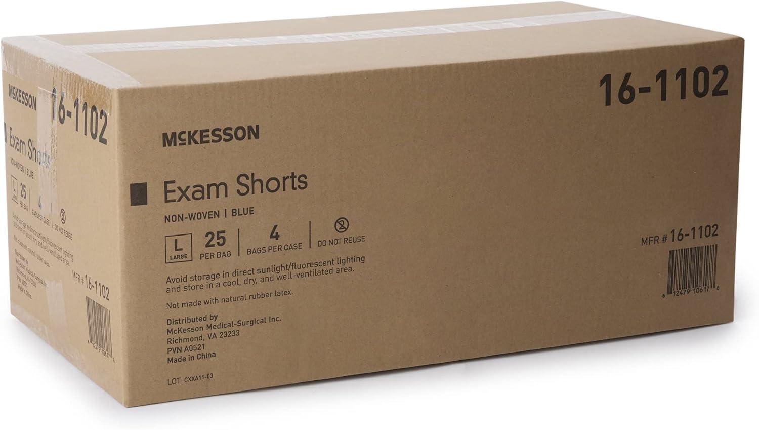 image:imageMcKesson Patient Exam Shorts Disposable NonWoven Material Elastic Waist Blue Fits 32 in to 40 in Waist Size Large 100 Count