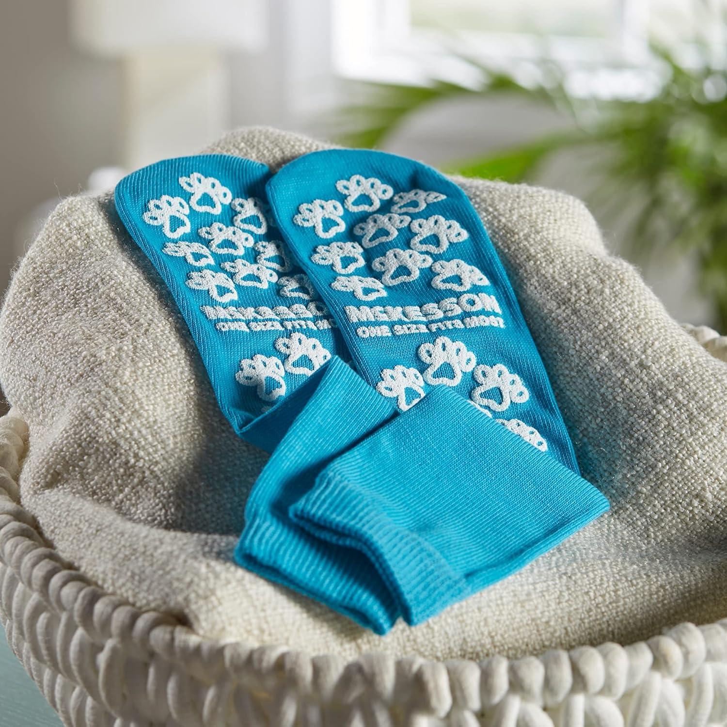 image:imageMcKesson Paw Prints Unisex Slipper Socks One Size Blue 1 Pair
