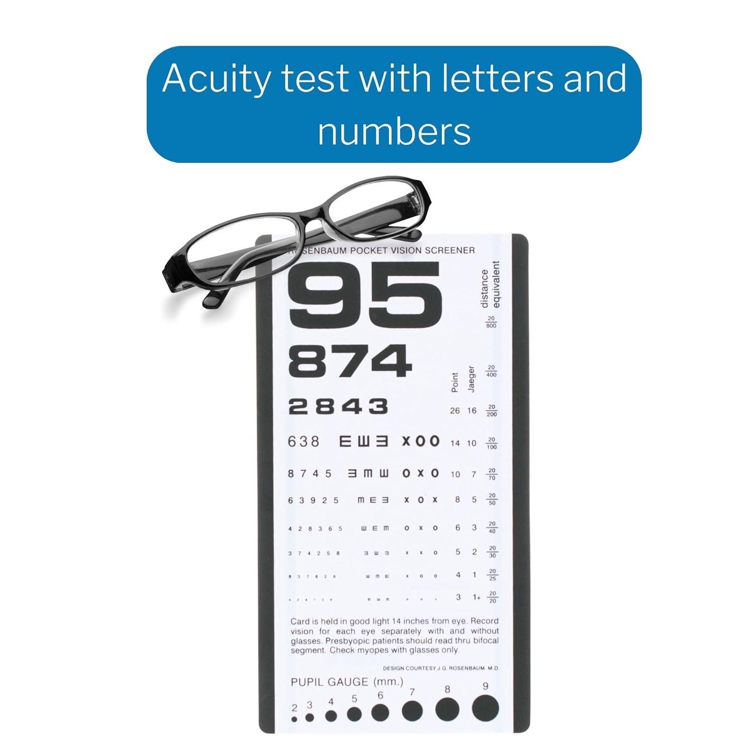 image:imageMcKesson Pocket Eye Charts with Ruler Hand Held Rosenbaum Vision Test Screener for Eye Doctors School Nurses 14 in Test Distance 3 12 in x 6 12 in 5 Count5