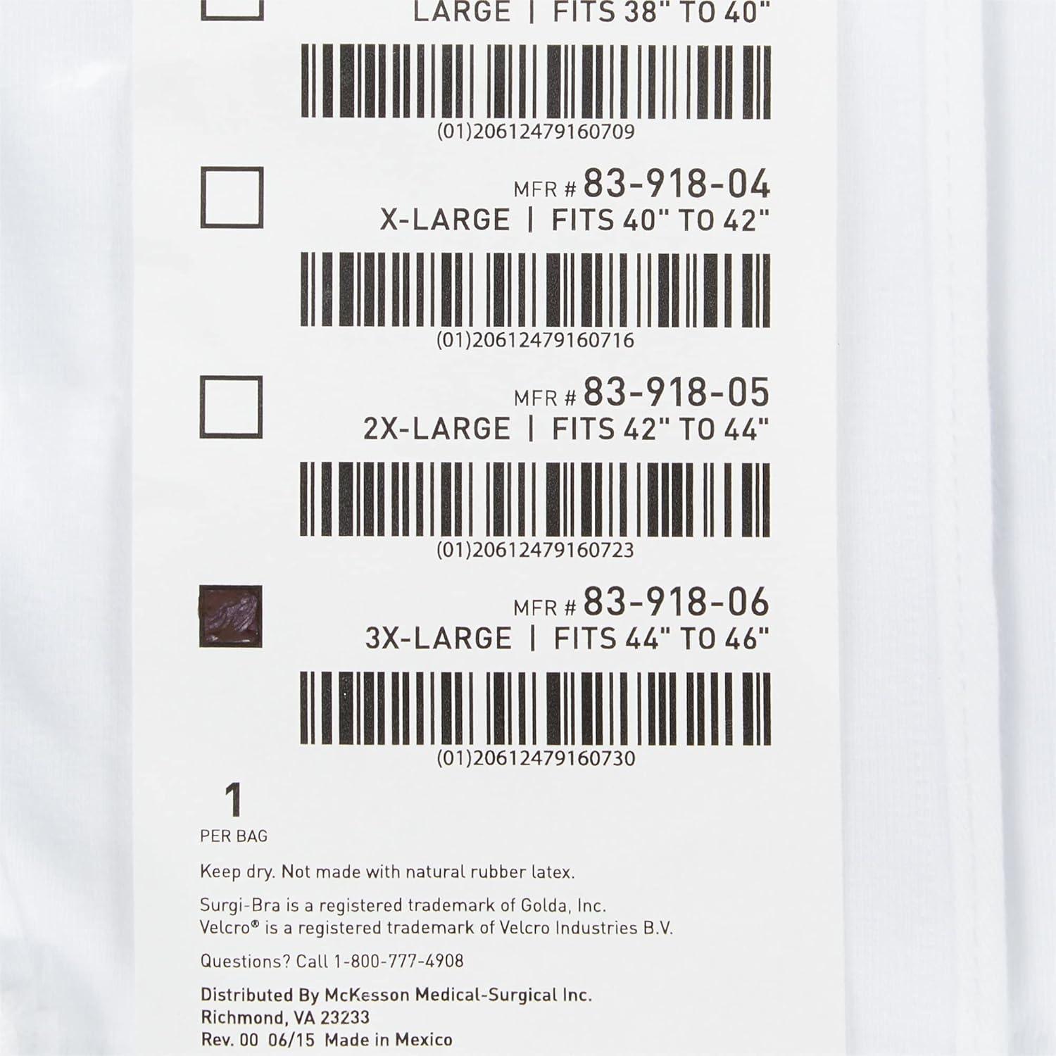 image:imageMcKesson PostSurgical Bra White 44B 42C 40D 44 in to 46 in 1 Count