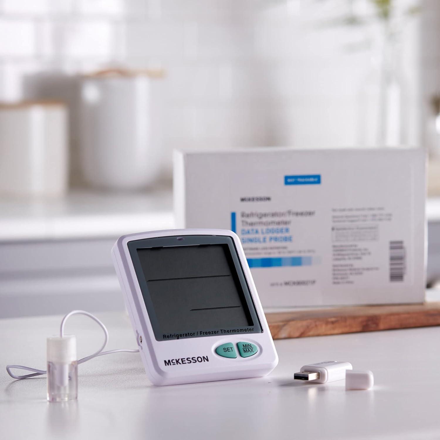 image:imageMcKesson Refrigerator and Freezer Thermometer SingleProbe Waterproof Digital Display MaxMin Temperatures 1 Count