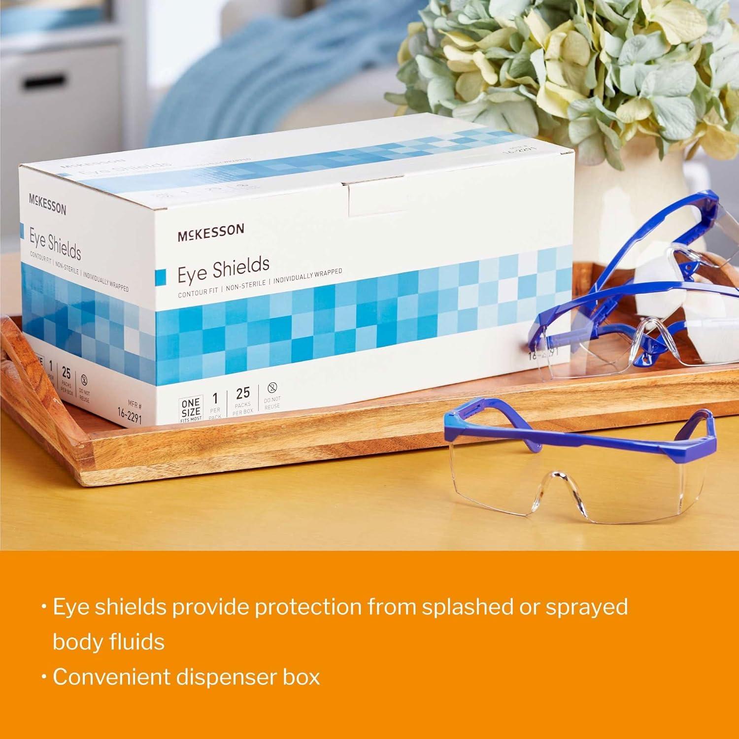 image:imageMcKesson Safety Glasses with Shields and OverEar Protection One Size 25 Count 4 Packs 100 Total