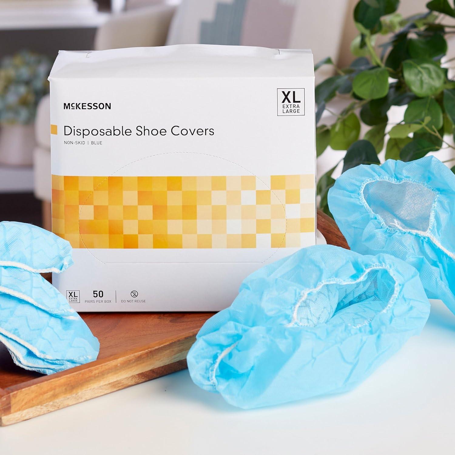 image:imageMcKesson Shoe Covers Disposable Universal Shoe High Elastic Closure NonSkid Sole NonSterile Blue XL 200 Pairs