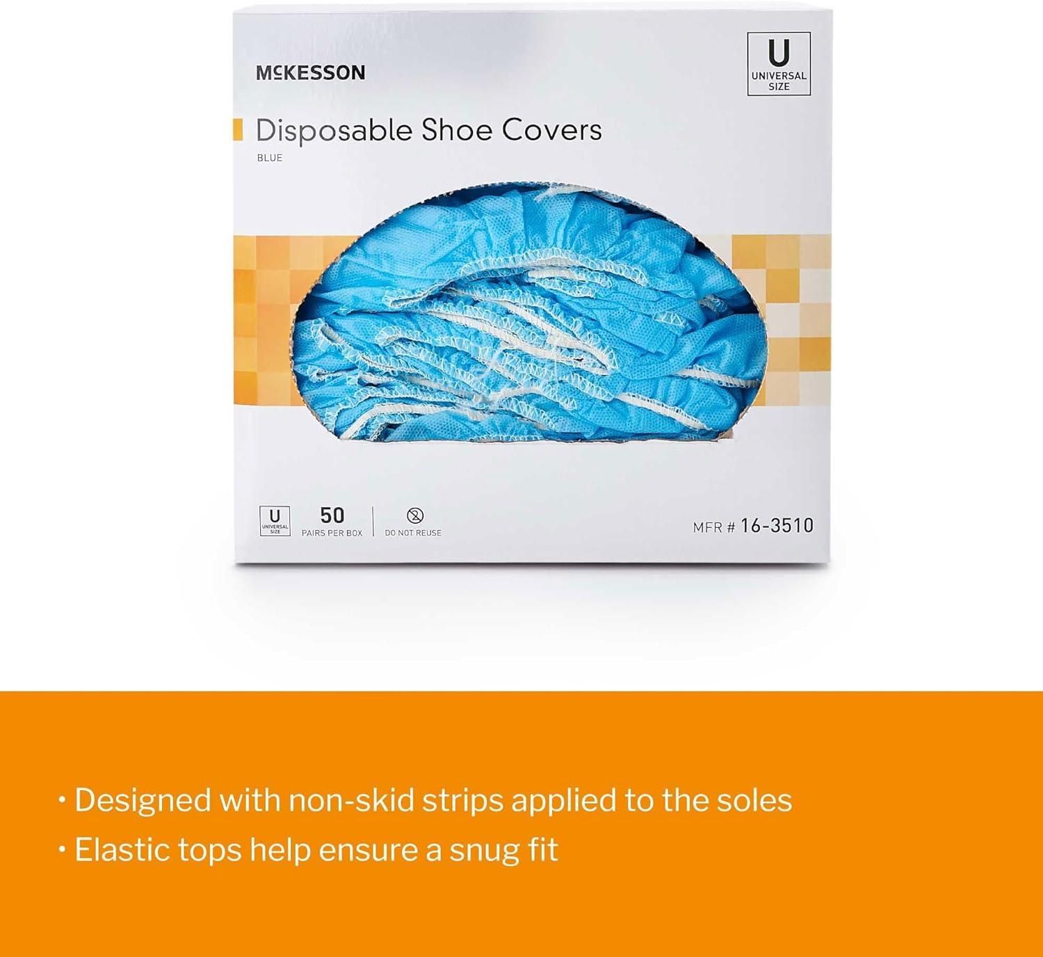 image:imageMcKesson Shoe Covers for Painting Construction Disposable Universal Shoe High Elastic Closure NonSkid Sole NonSterile Blue One Size Fits Most 100 Pairs