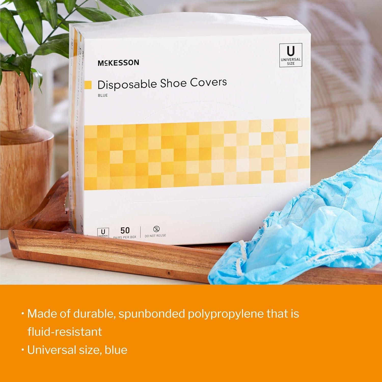 image:imageMcKesson Shoe Covers for Painting Construction Disposable Universal Shoe High Elastic Closure NonSkid Sole NonSterile Blue One Size Fits Most 100 Pairs