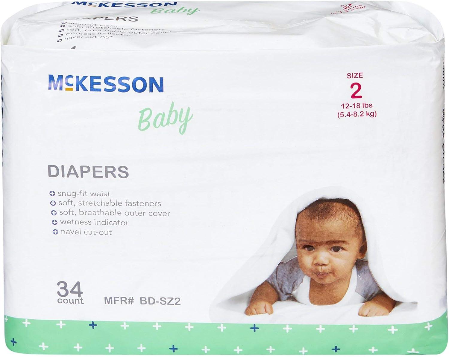 image:imageMcKesson Size 2 Baby Diapers 12 to 18 lbs 34 Count 1 Pack