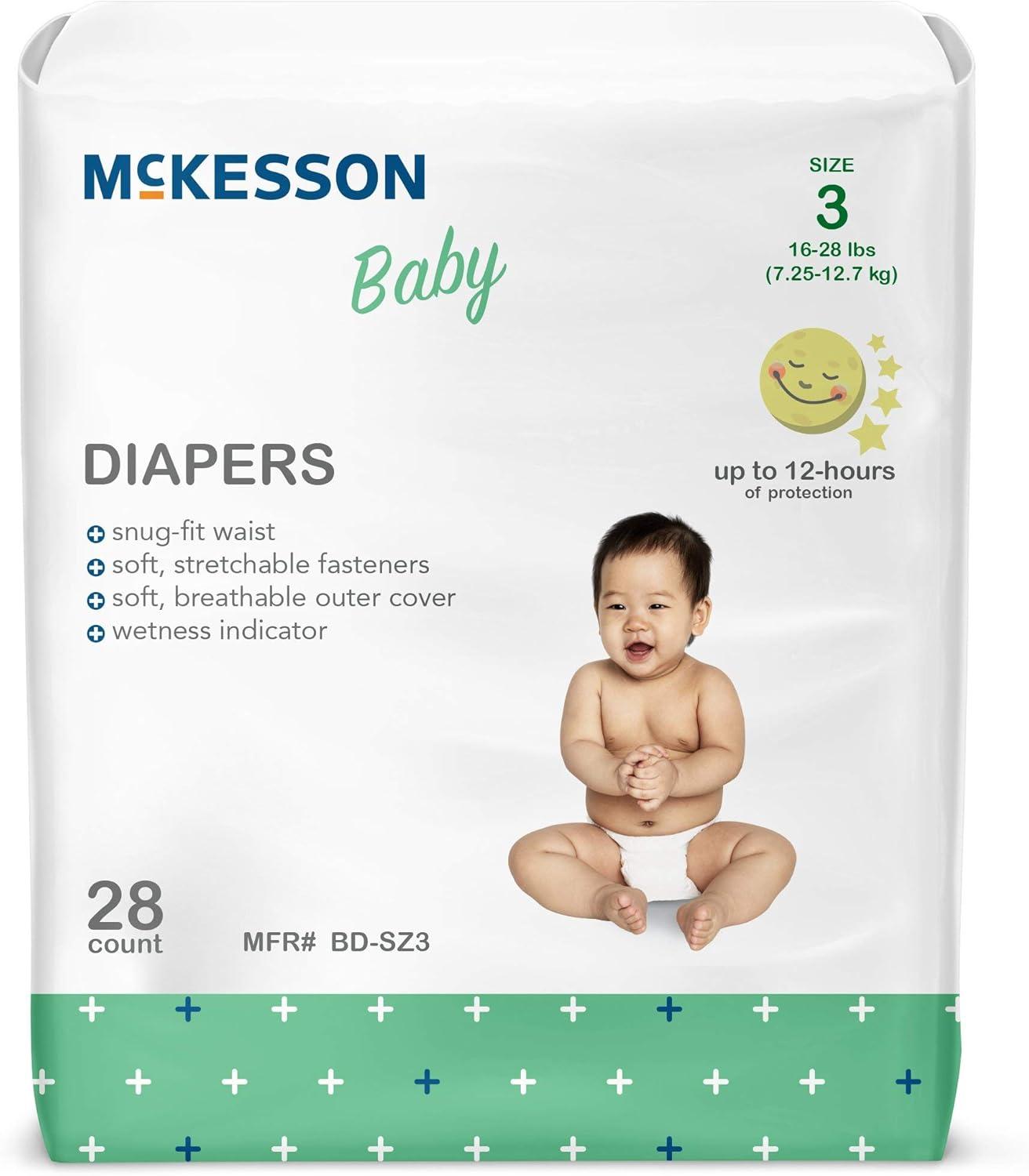 image:imageMcKesson Size 3 Baby Diapers 16 to 28 lbs 28 Count 4 Packs 112 Total