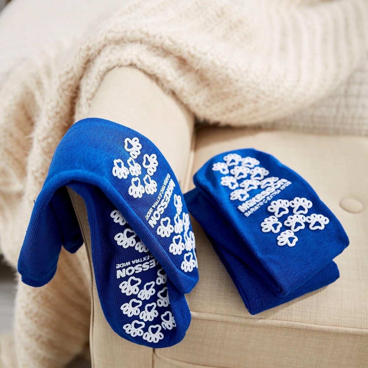 image:imageMcKesson Slipper Socks NonSlip Grip Socks Royal Blue Bariatric Adult Shoe 12 Extra Wide 3 Pair