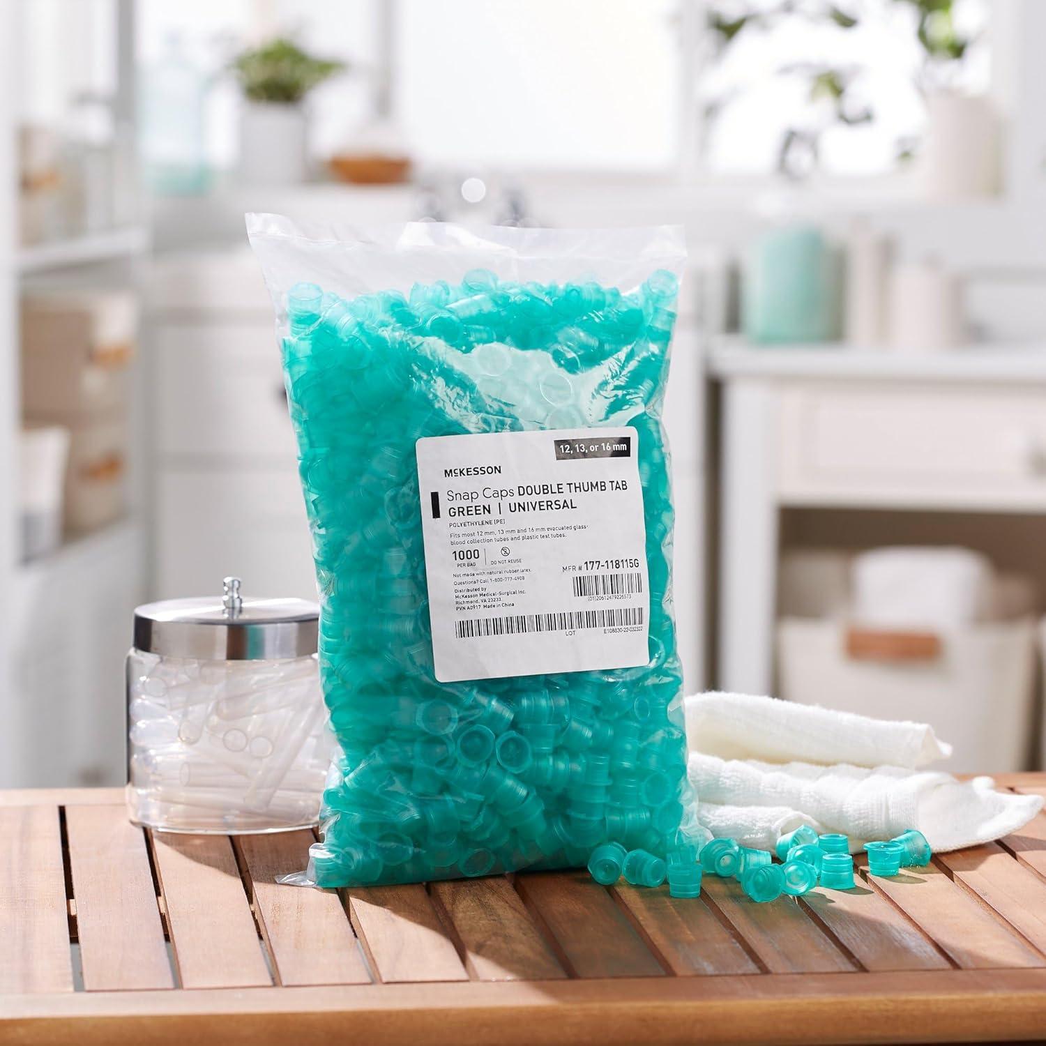 image:imageMcKesson Snap Caps Polyethylene Covers for Tube Closure Fits Most 12 mm 13 mm and 16 mm Tubes Green 1000 per Bag 1000 Count